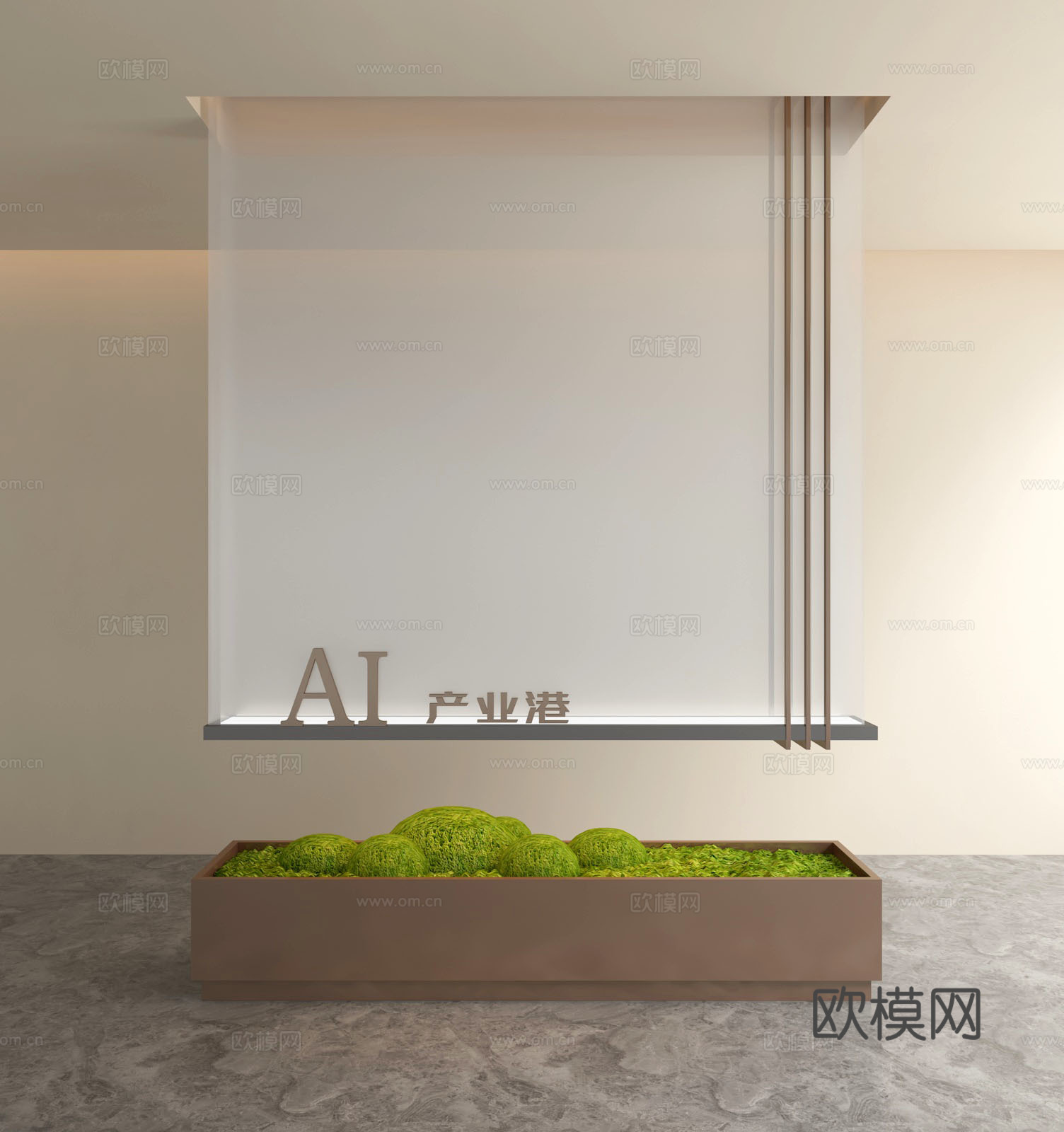 玄关玻璃隔断形象墙3d模型