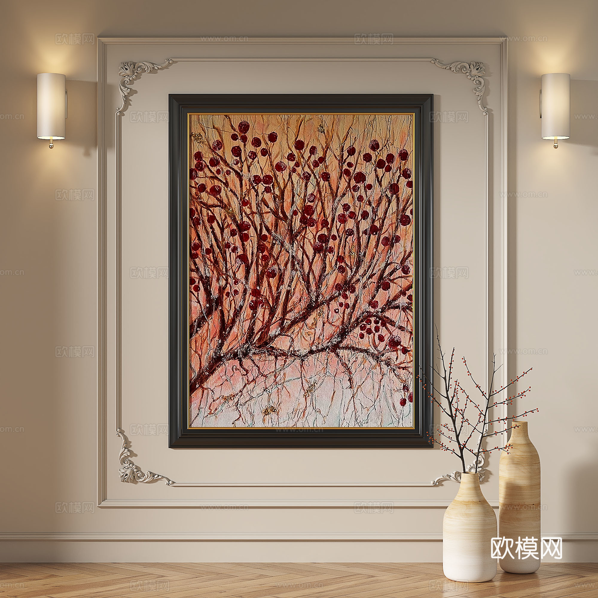 法式，现代，复古，中古，油画，抽象，轻奢，装饰画3d模型