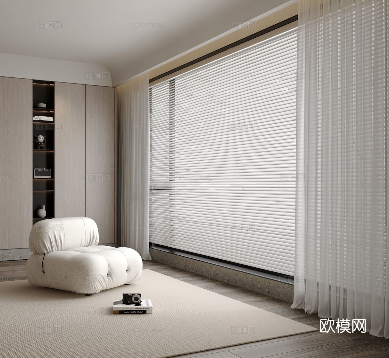 现代窗帘百叶帘休闲沙发懒人沙发3d模型