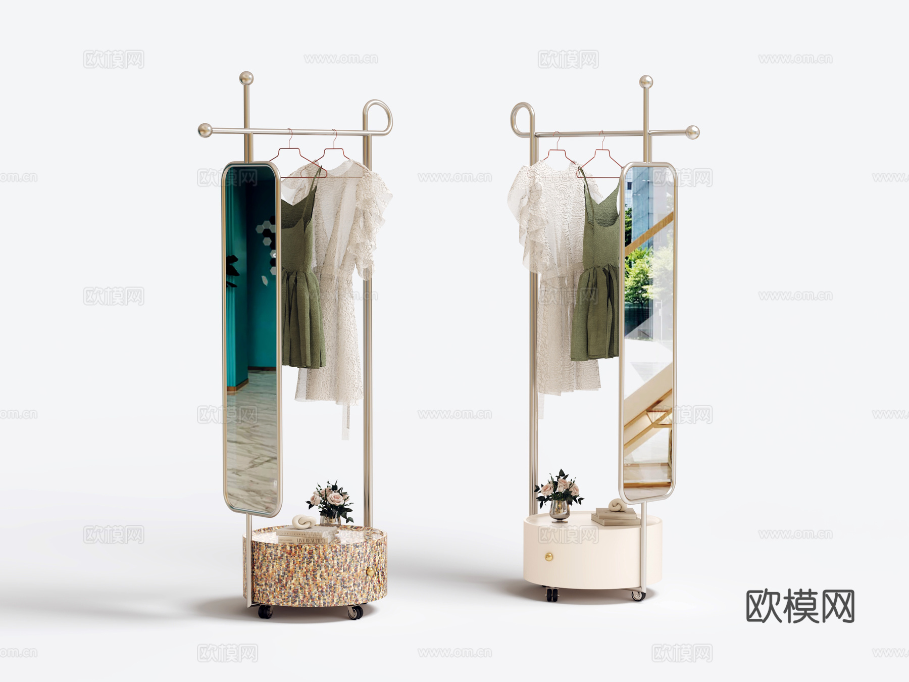 意式轻奢挂衣架落地衣帽架3d模型