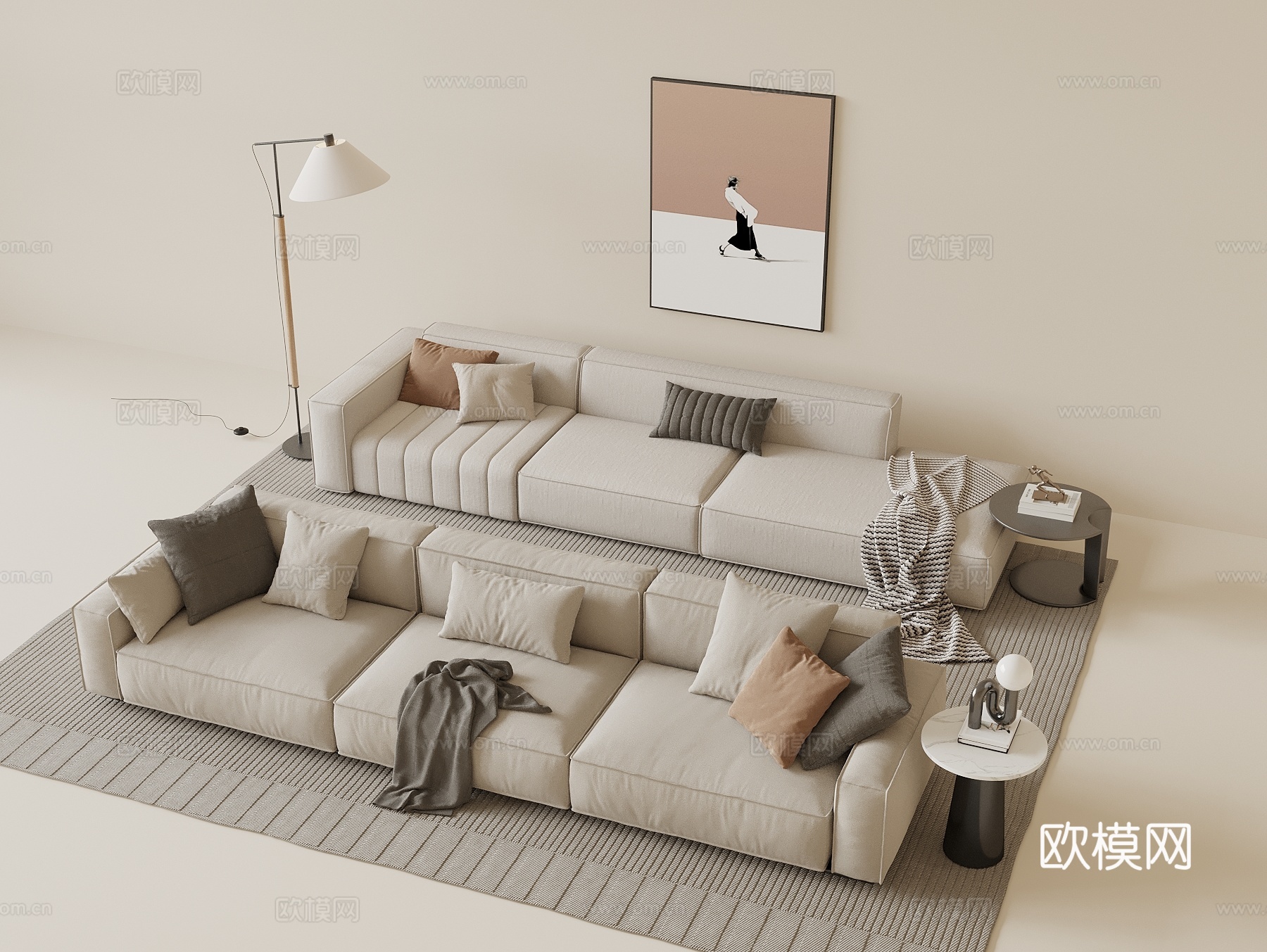 现代三人沙发3d模型