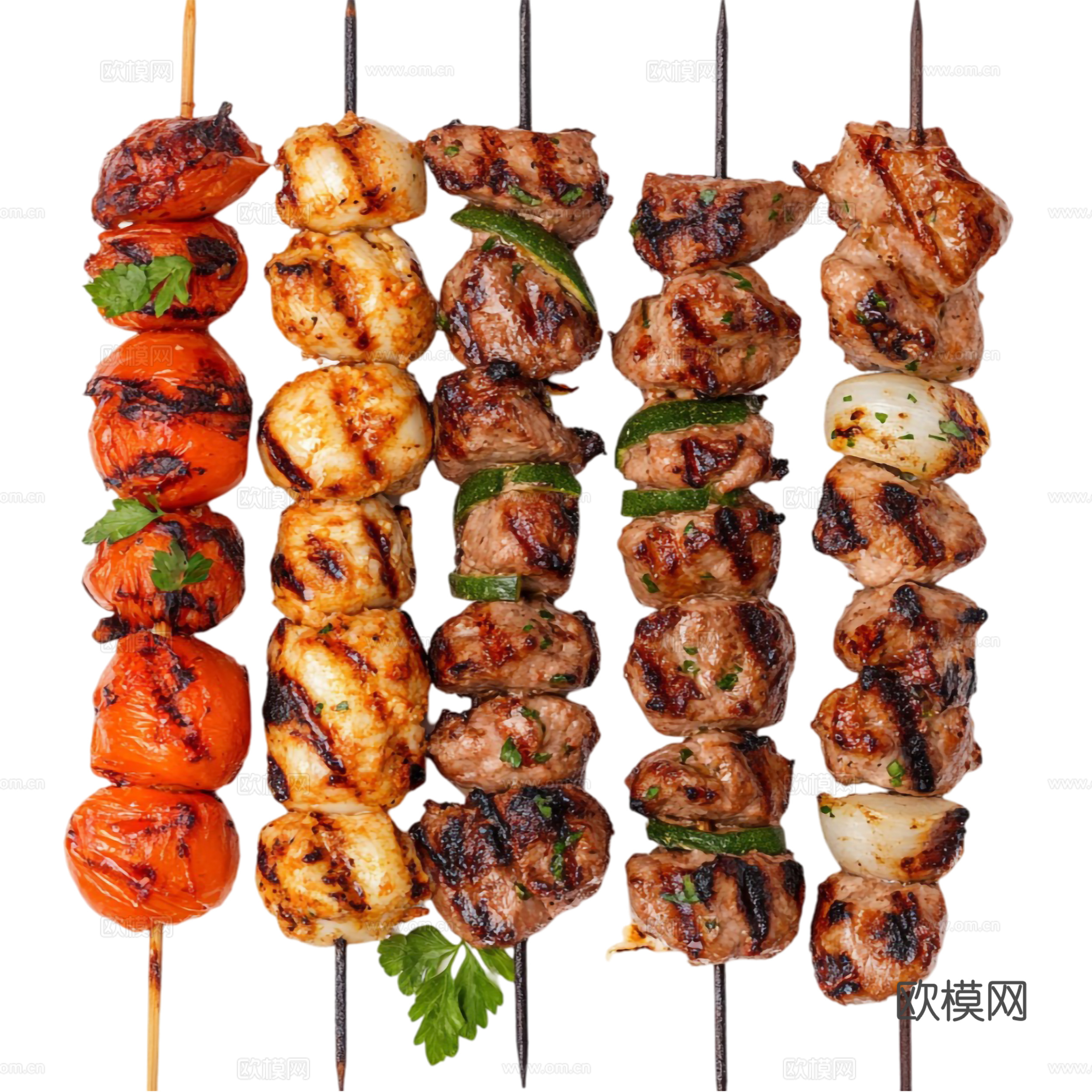 免抠烤串 烤肉串 烤虾 烧烤串 烤羊肉 烤牛肉串