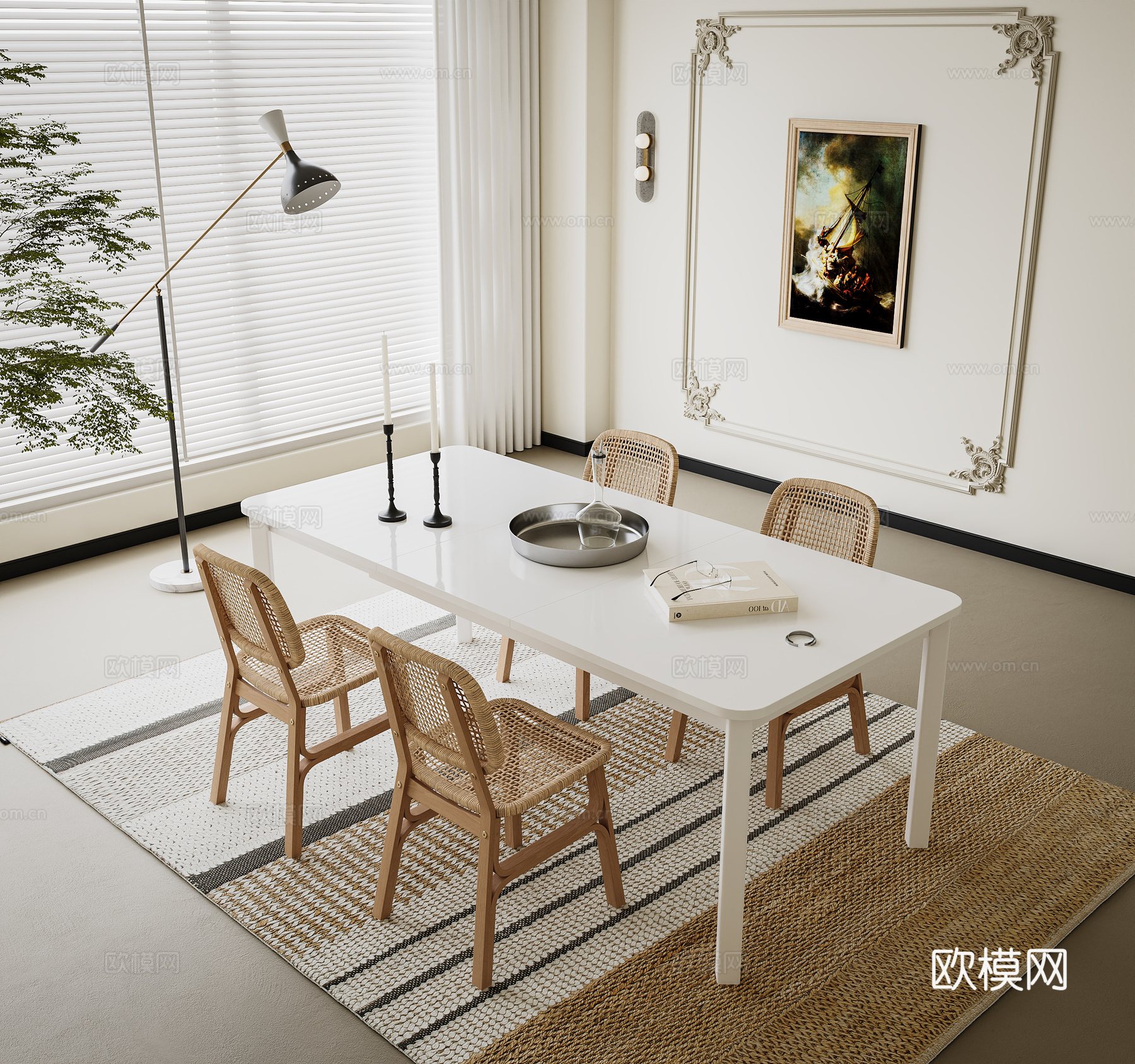 现代风餐桌椅  恰谈桌椅   桌椅组合    装饰画3d模型下载