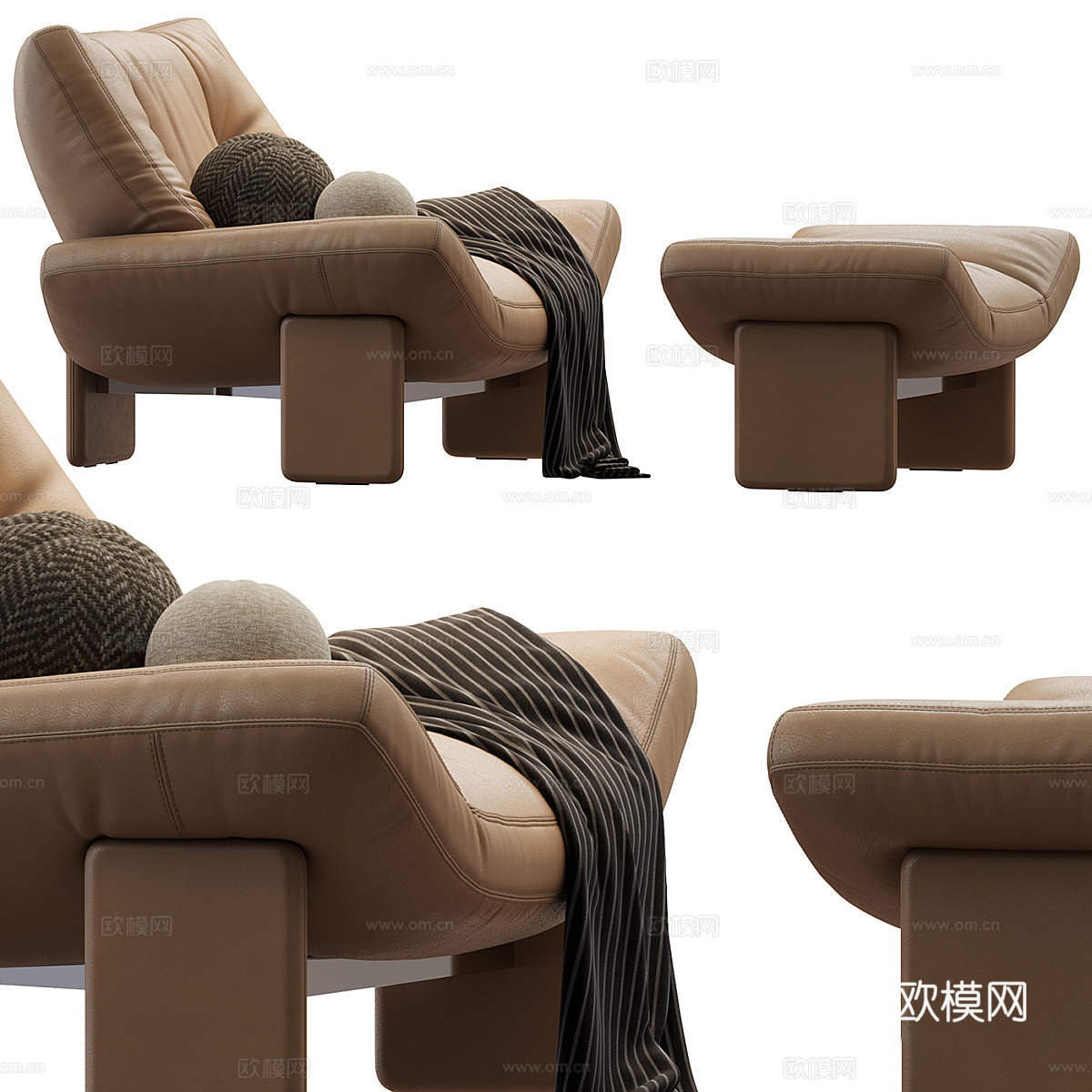 现代意式 Emmi 扶手椅3d模型
