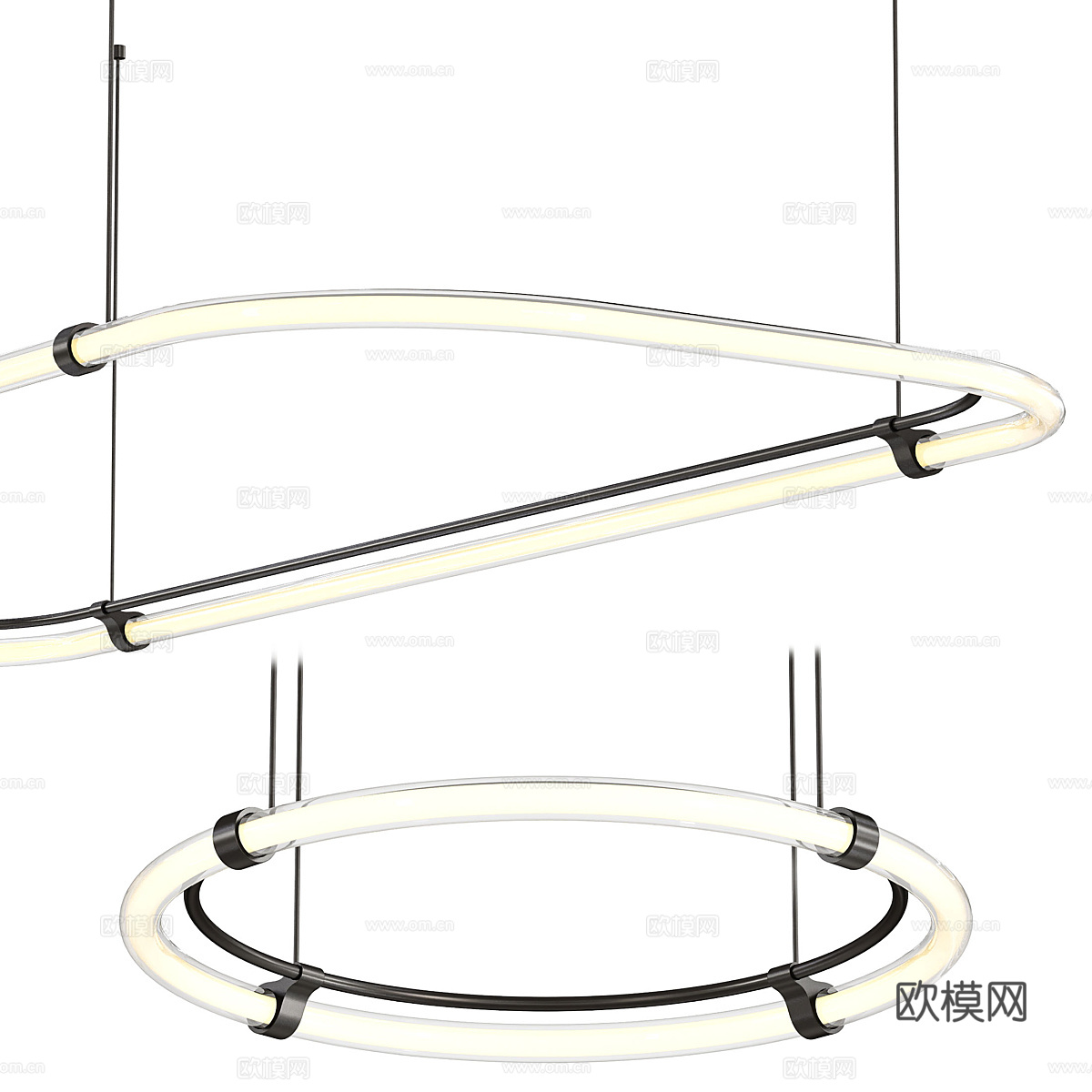 现代意式极简线性吊灯3d模型
