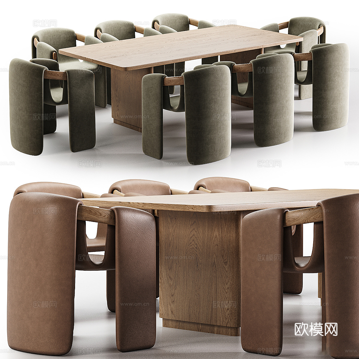现代意式餐桌椅3d模型下载（渲染图1）