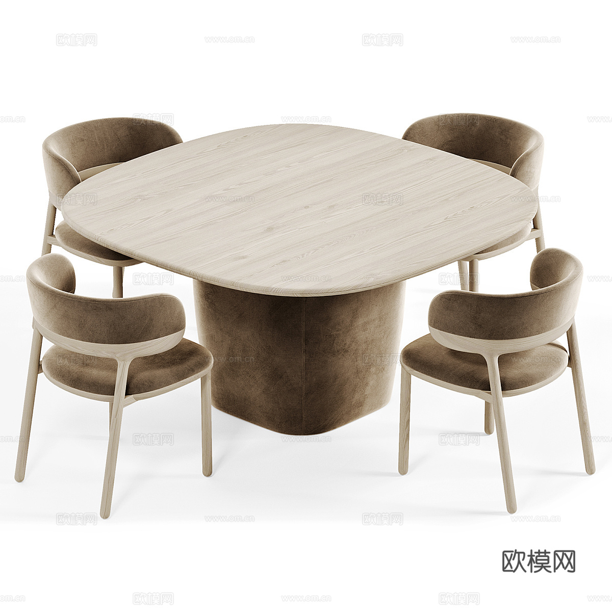 新中式侘寂餐桌椅3d模型