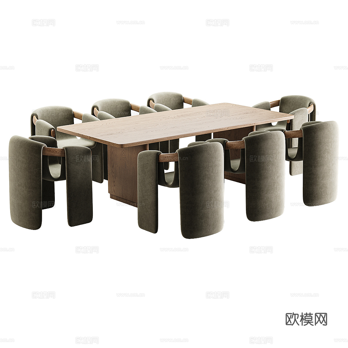 现代意式餐桌椅3d模型下载（渲染图2）