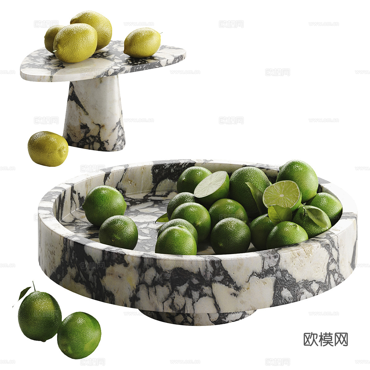 现代柑橘 柠檬水果果盘3d模型