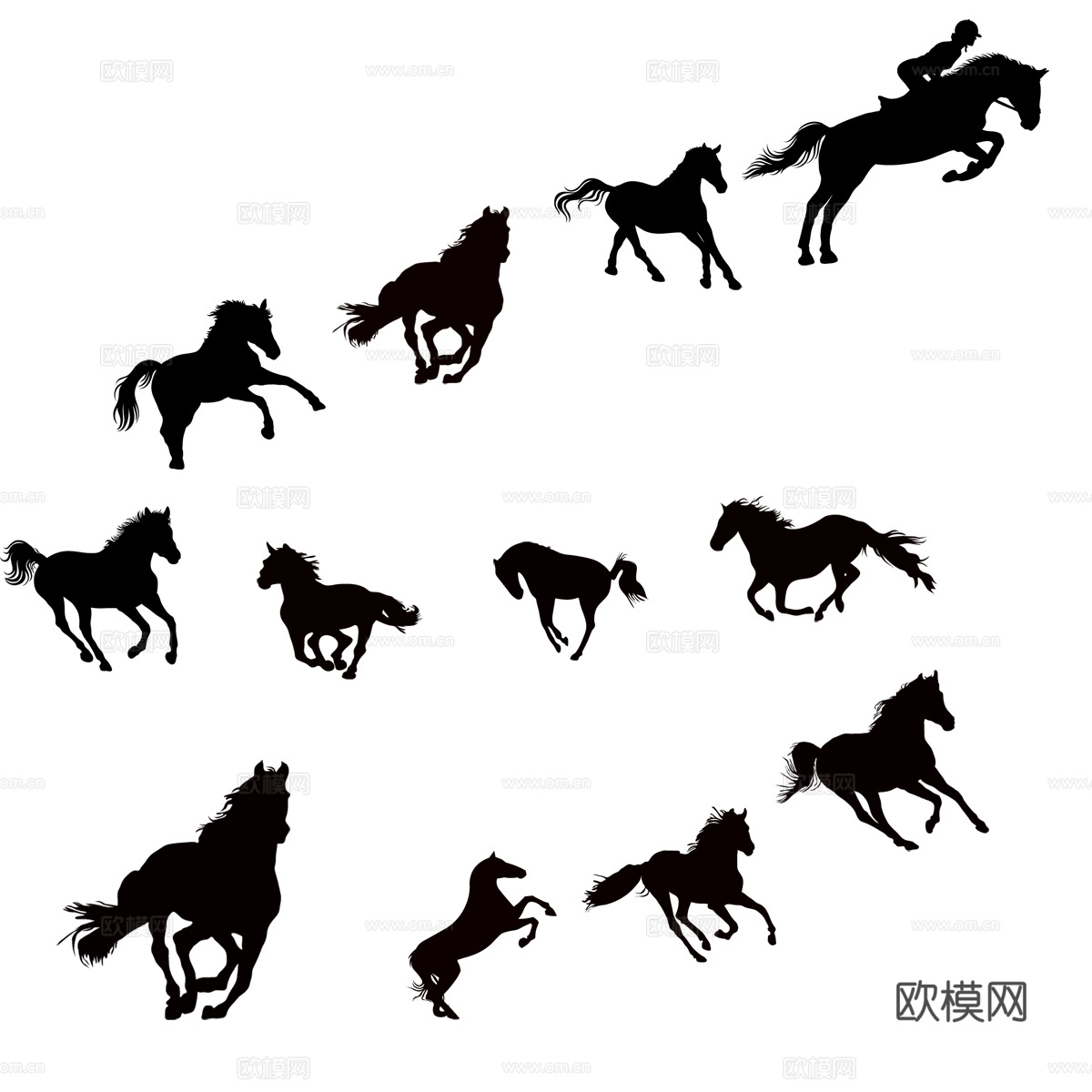 骑马图标  免抠骑马剪影   免抠马剪影 马奔跑剪影
