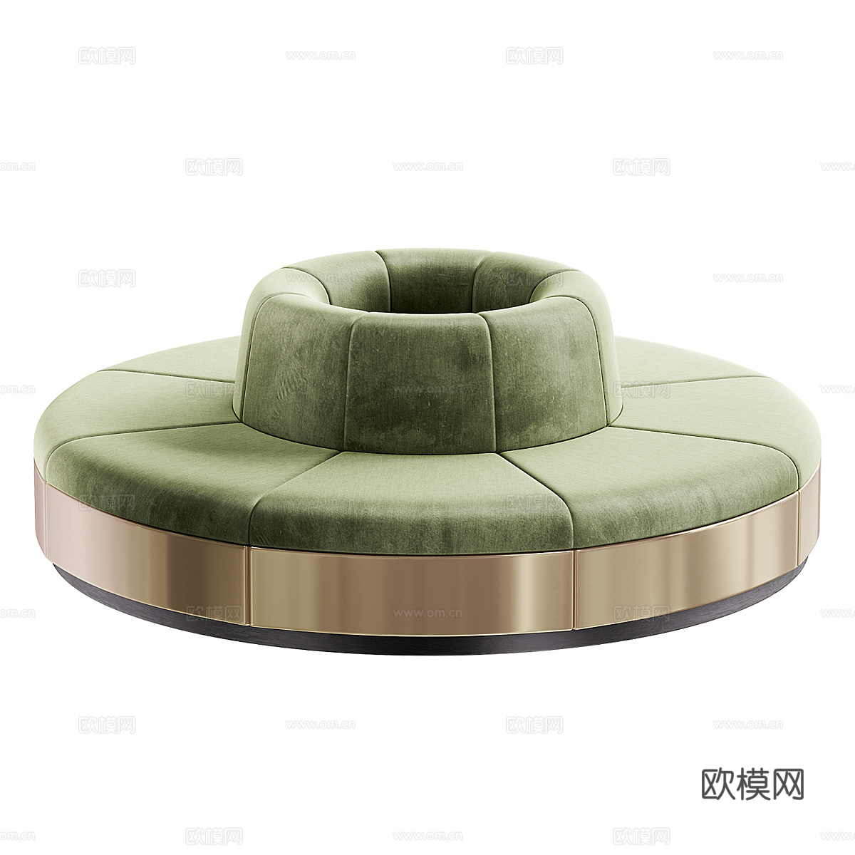 新中式轻奢圆形卡座沙发3d模型