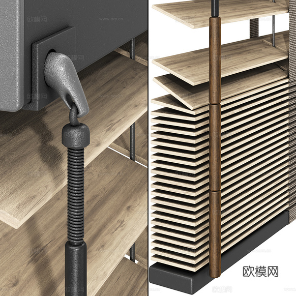 新中式木制百叶帘3d模型下载(渲染图6)