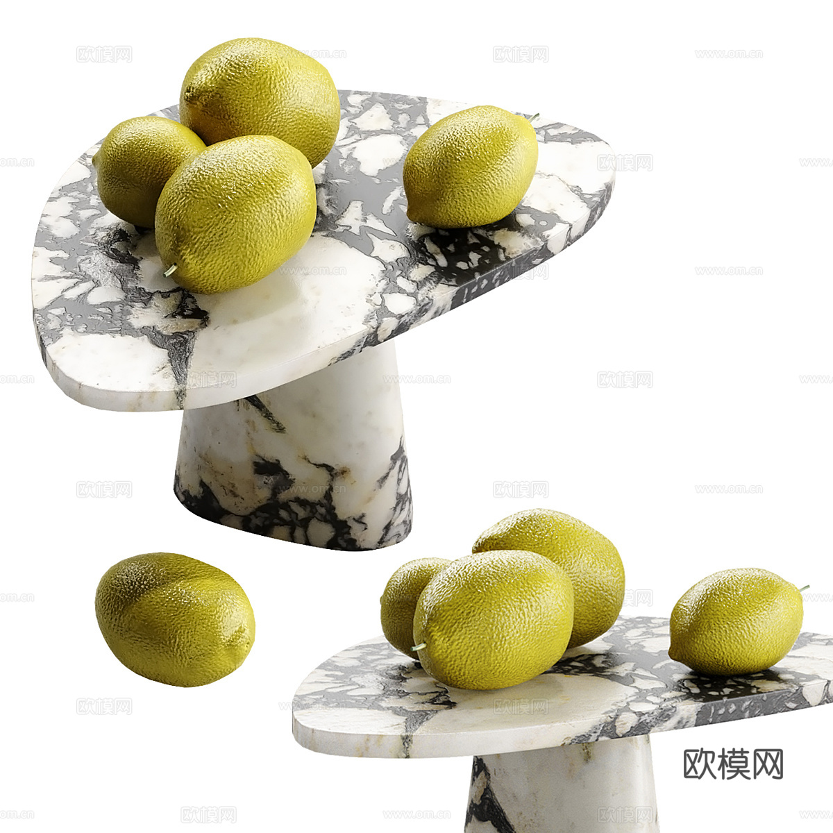 现代柑橘 柠檬水果果盘3d模型