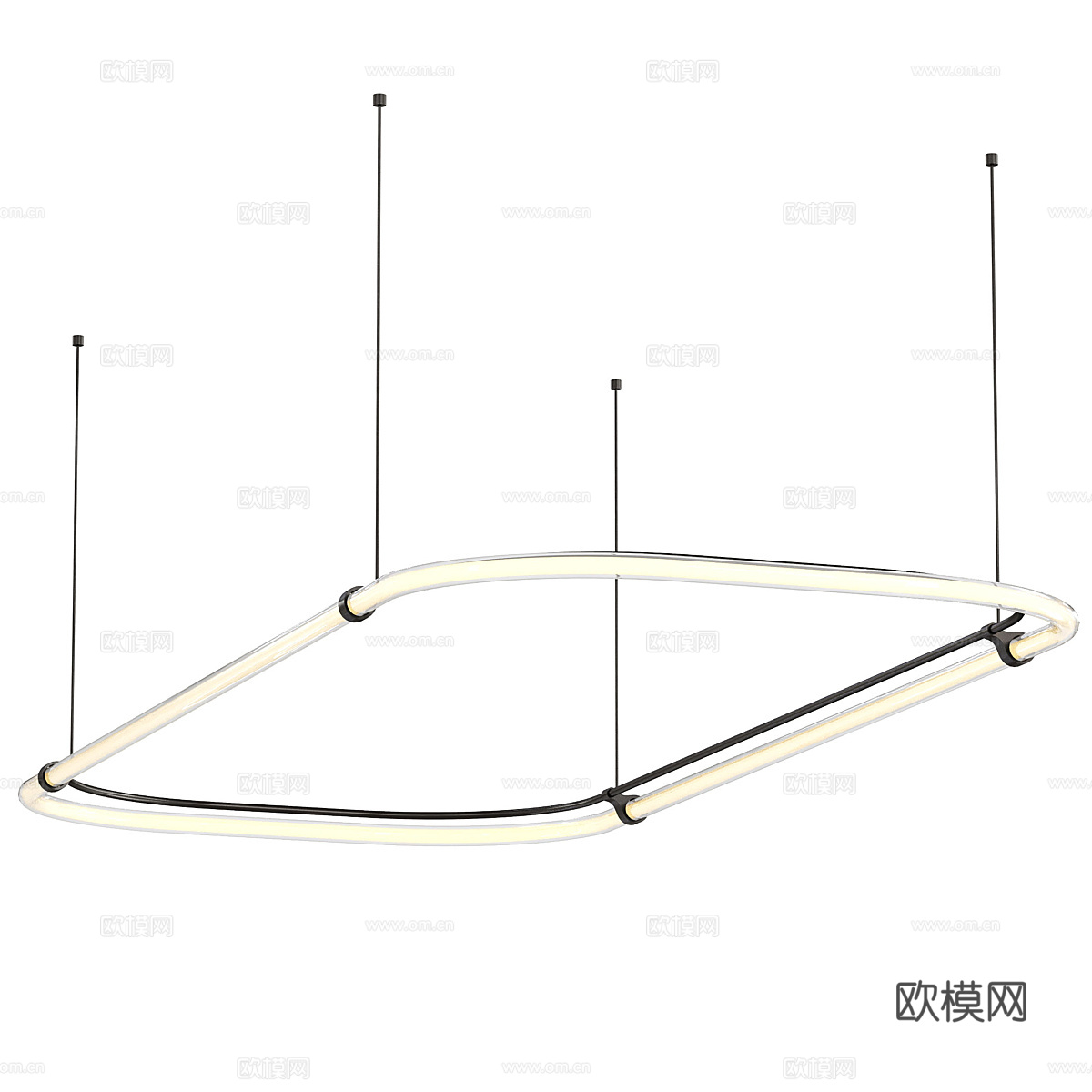 现代意式极简线性吊灯3d模型