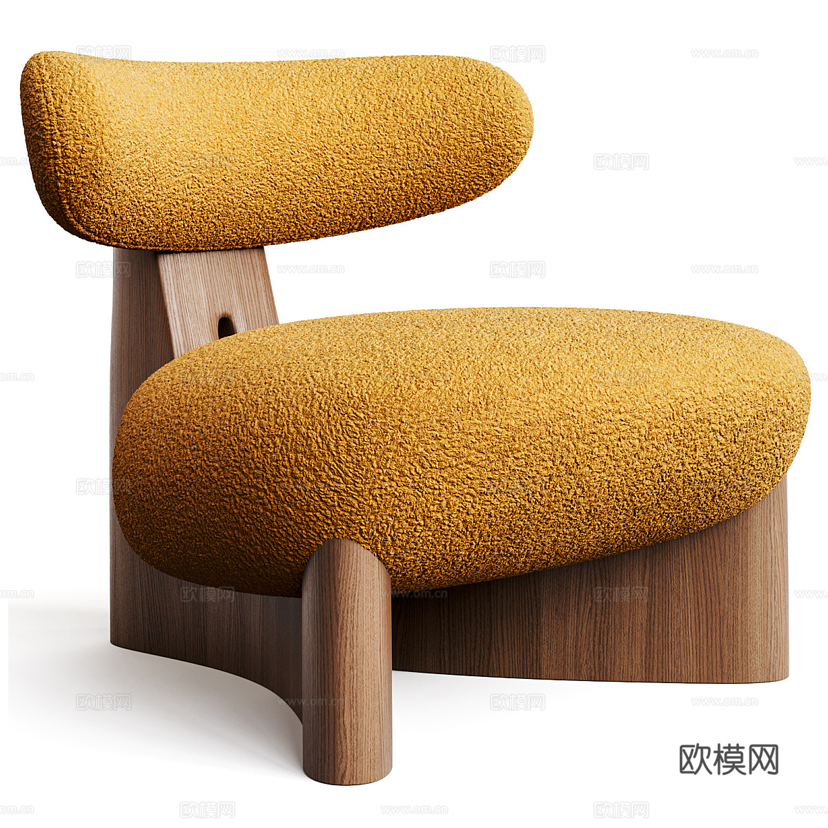 新中式侘寂 ENNE GOBI 布艺扶手椅3d模型