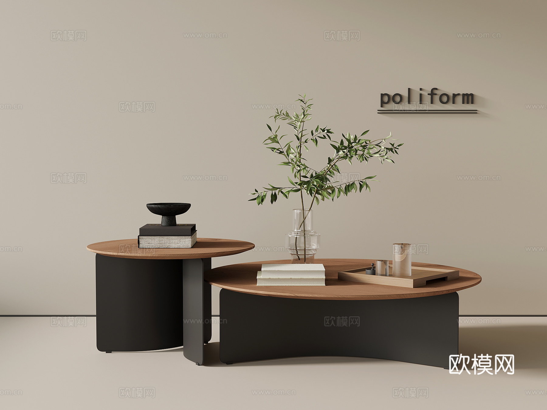 中古风茶几 组合茶几 拼接茶几 摆件3d模型