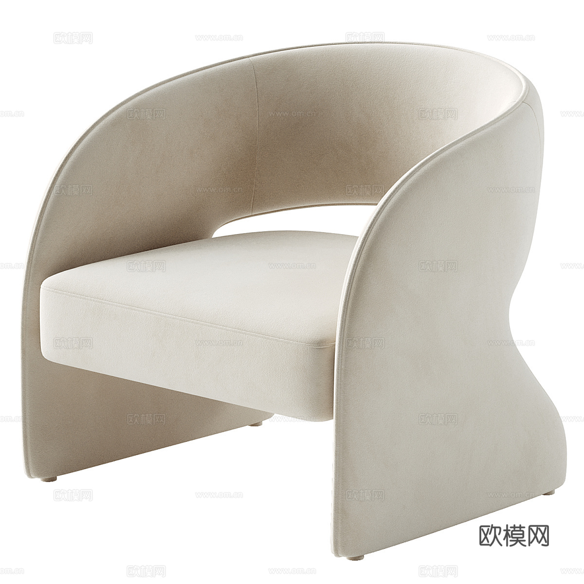 现代奶油风 Roz 休闲椅3d模型