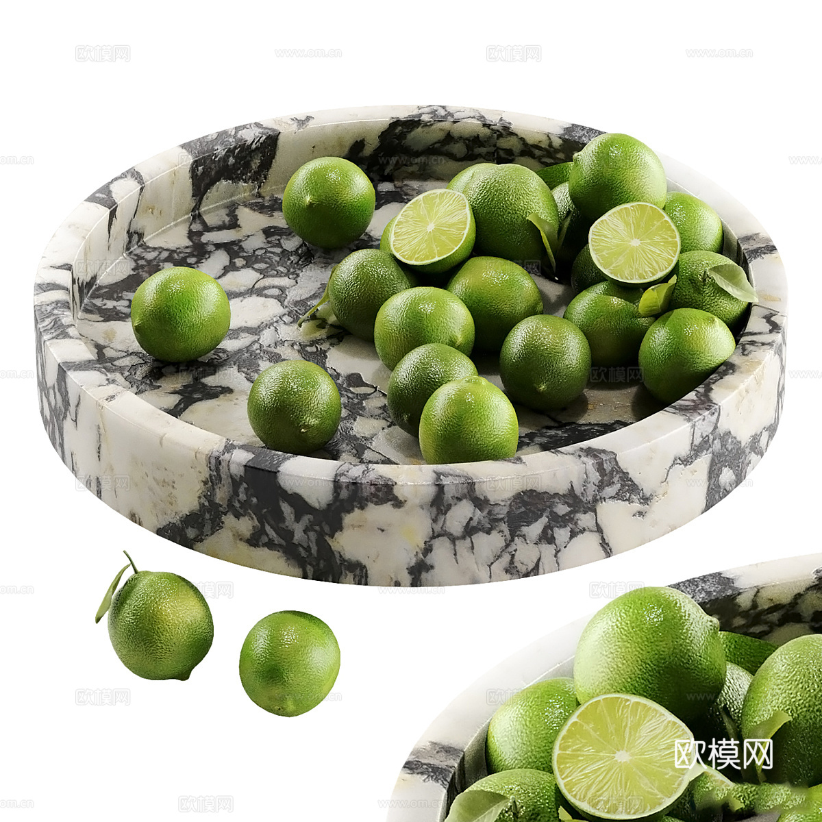 现代柑橘 柠檬水果果盘3d模型