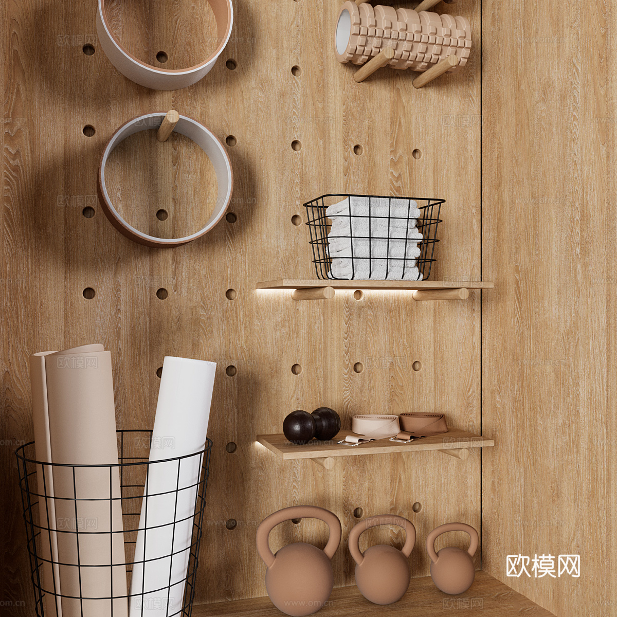 现代瑜伽和健身器材架3d模型
