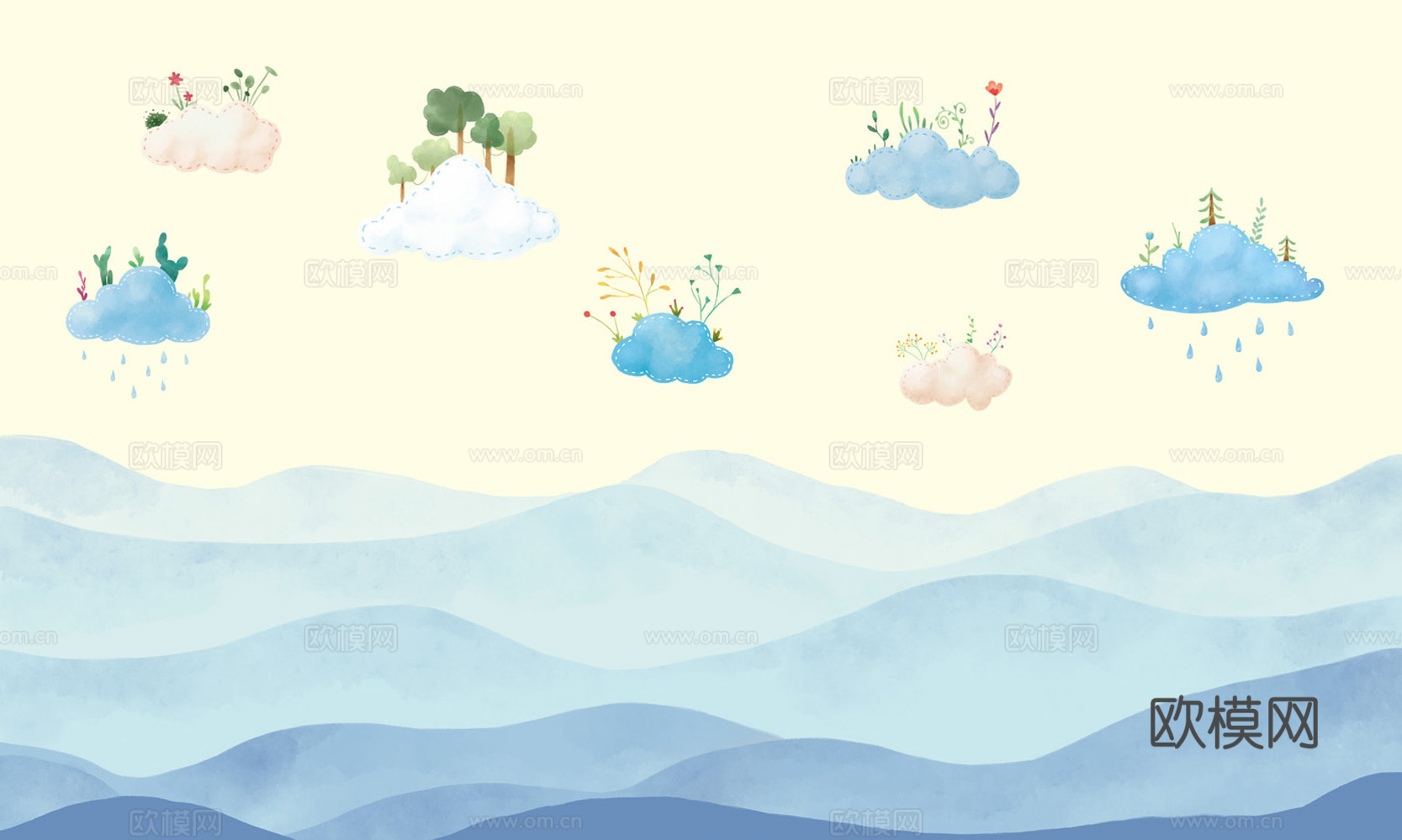 蓝色卡通儿童壁纸