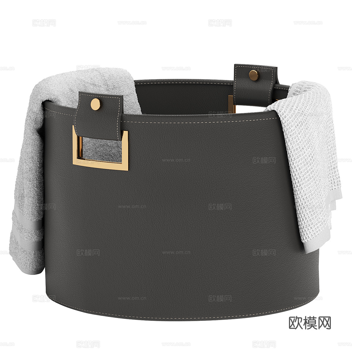 现代轻奢 Catullo 皮革洗衣篮3d模型