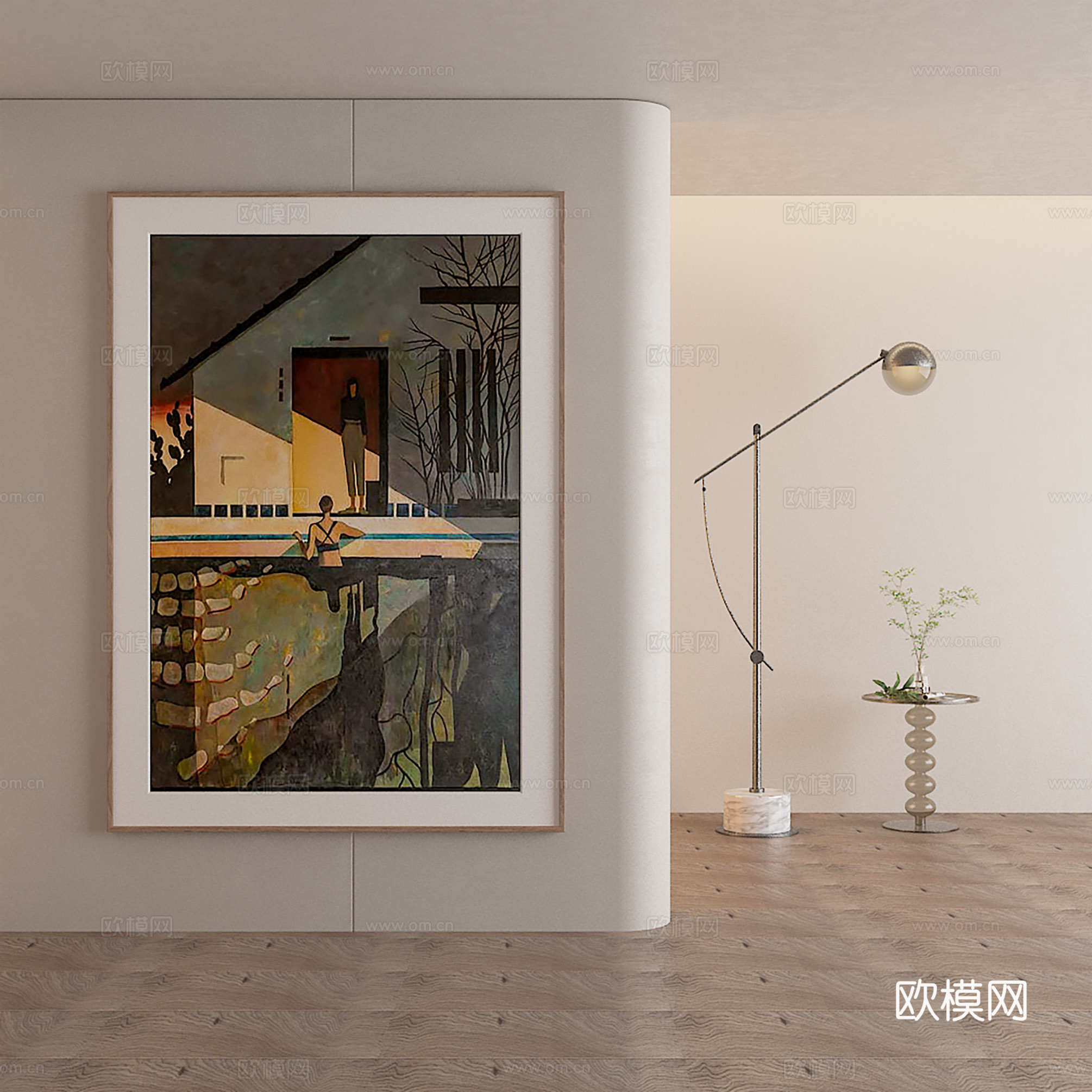 中古风装饰画3d模型