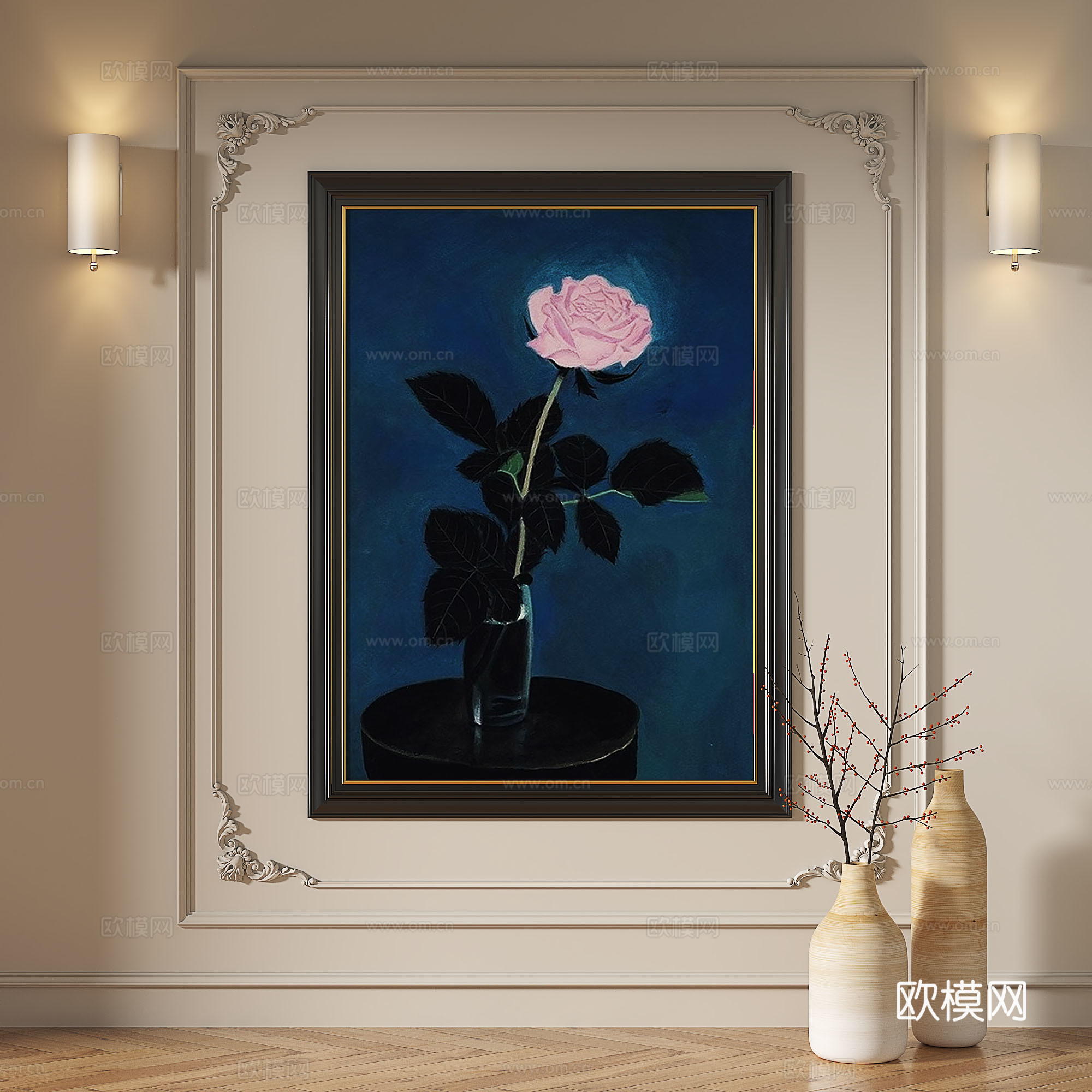 法式，现代，复古，中古，油画，抽象，轻奢，装饰画3d模型