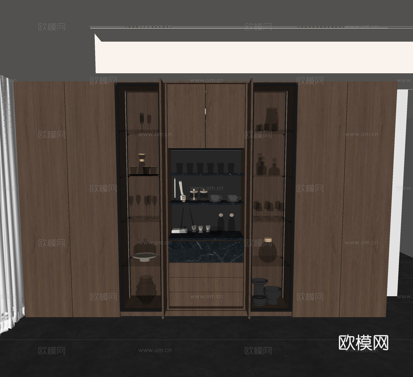 现代酒柜 玻璃酒柜 恒温酒柜 红酒柜 成品酒柜su模型