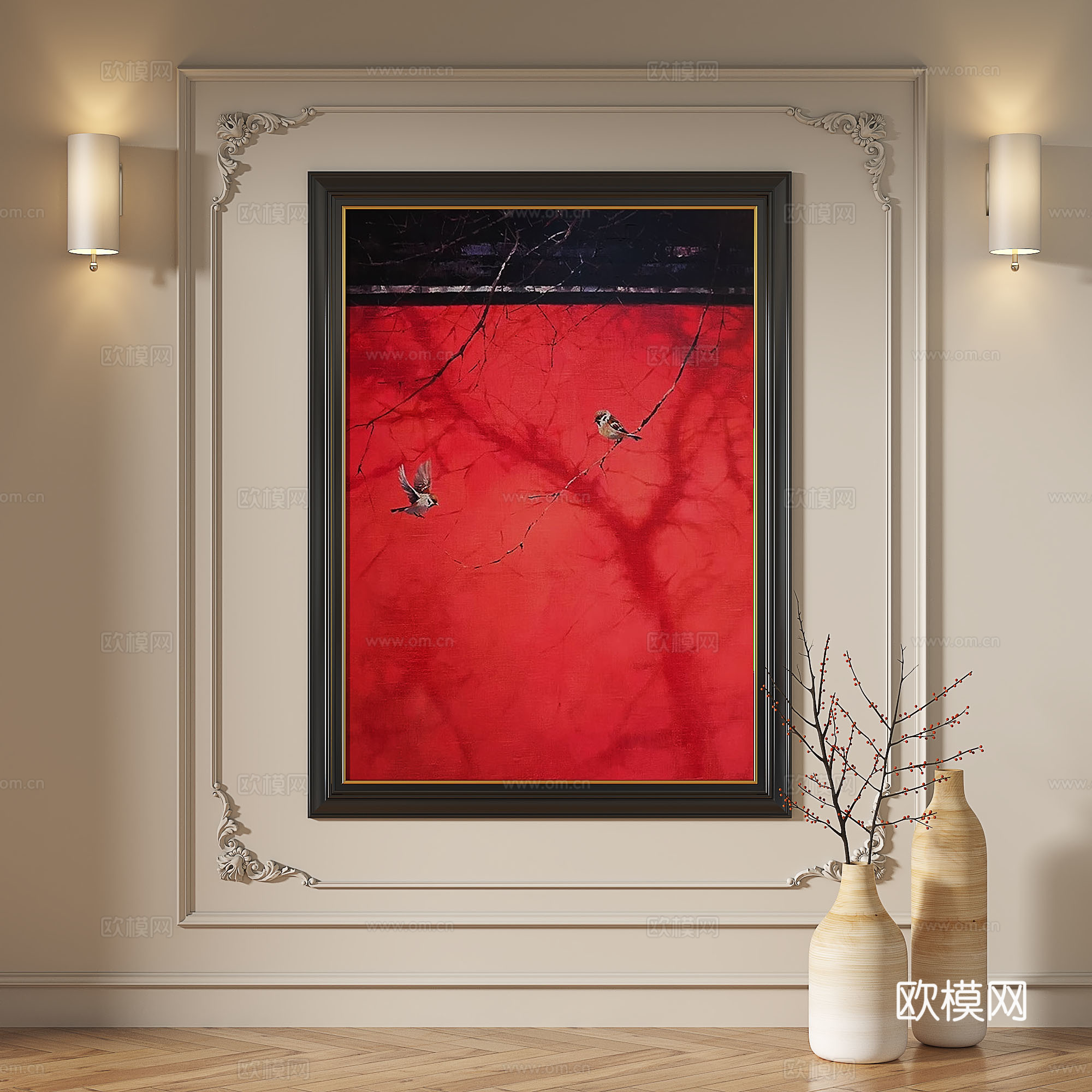 法式，现代，复古，中古，油画，抽象，轻奢，装饰画3d模型