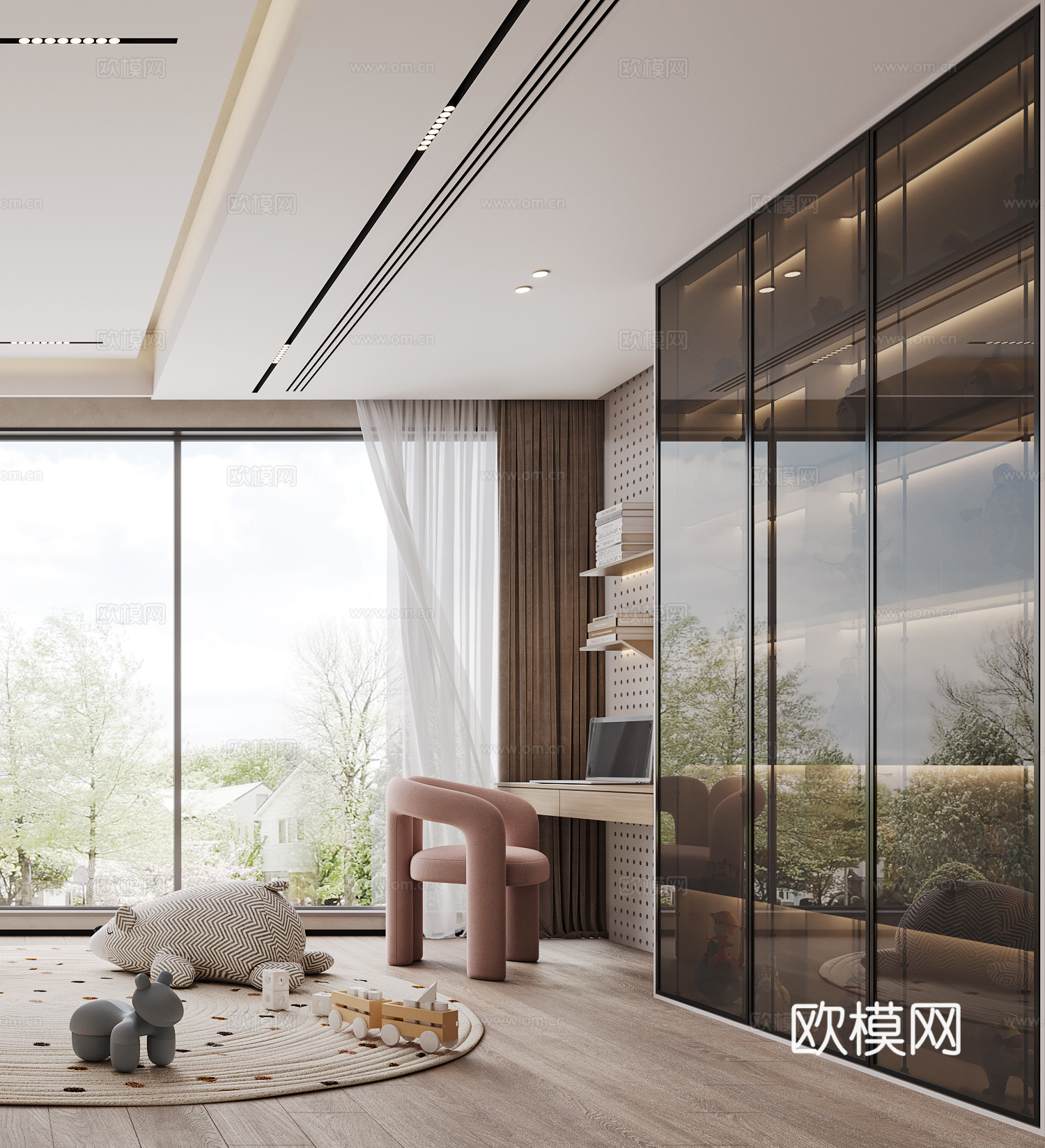 现代女孩卧室3d模型下载（渲染图3）