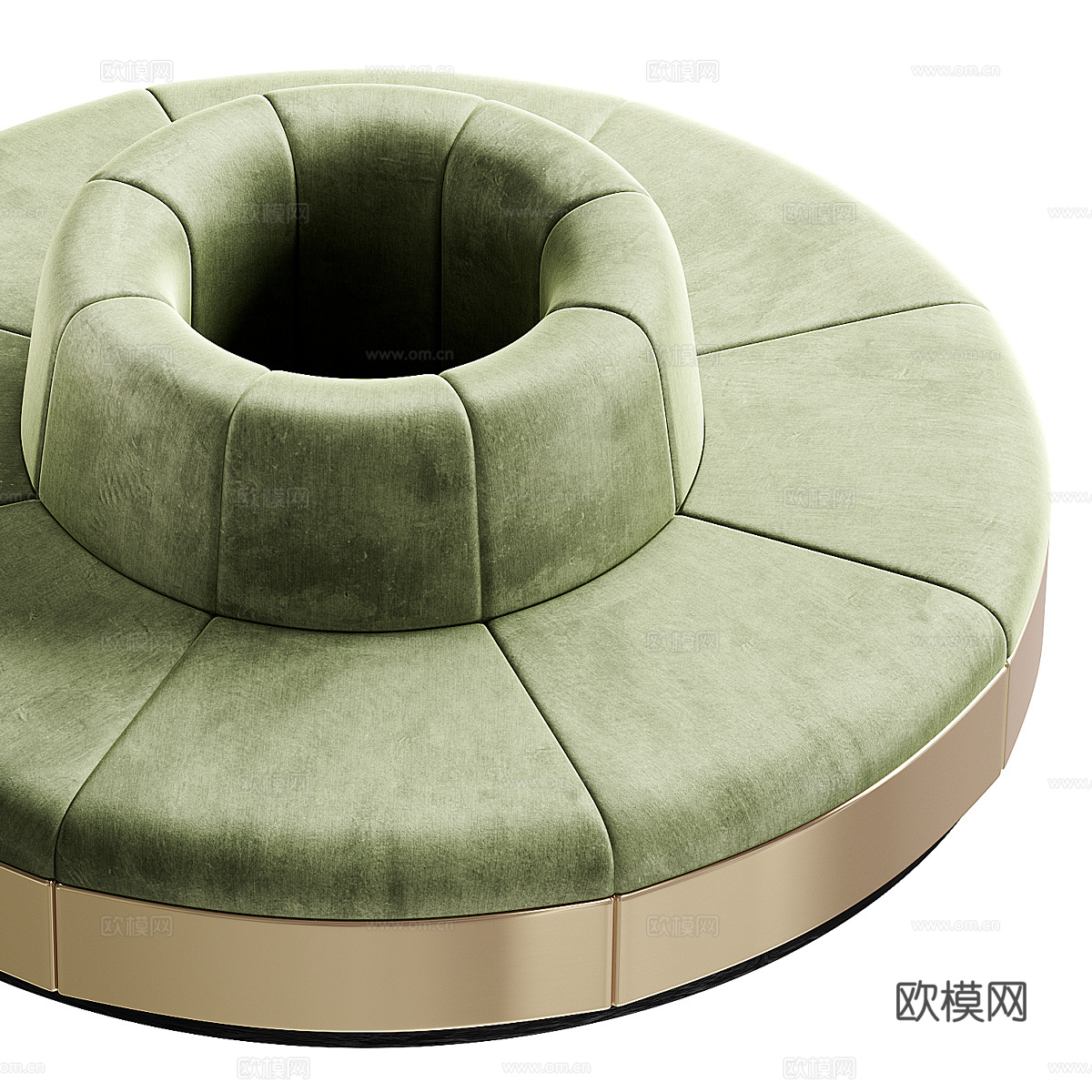 新中式轻奢圆形卡座沙发3d模型
