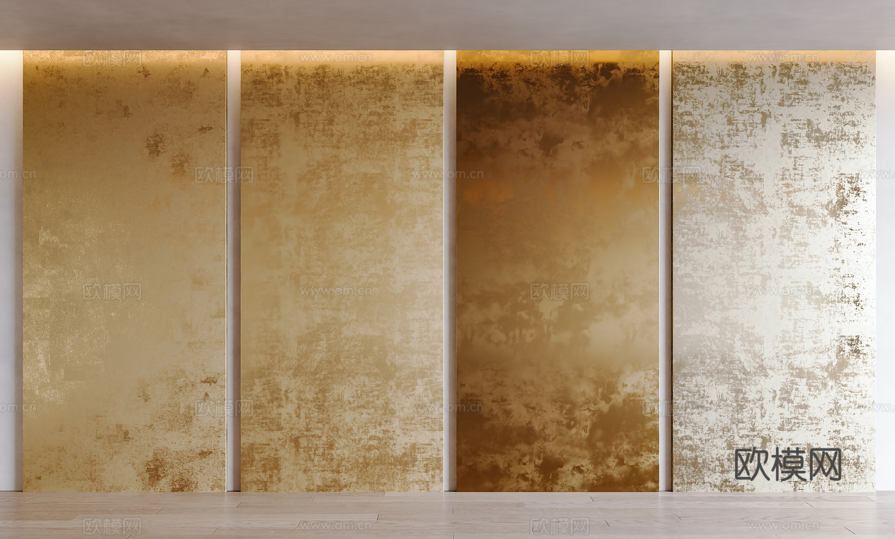现代金属护墙板 金箔 古铜金属 拉丝金属板 做旧金属板3d模型