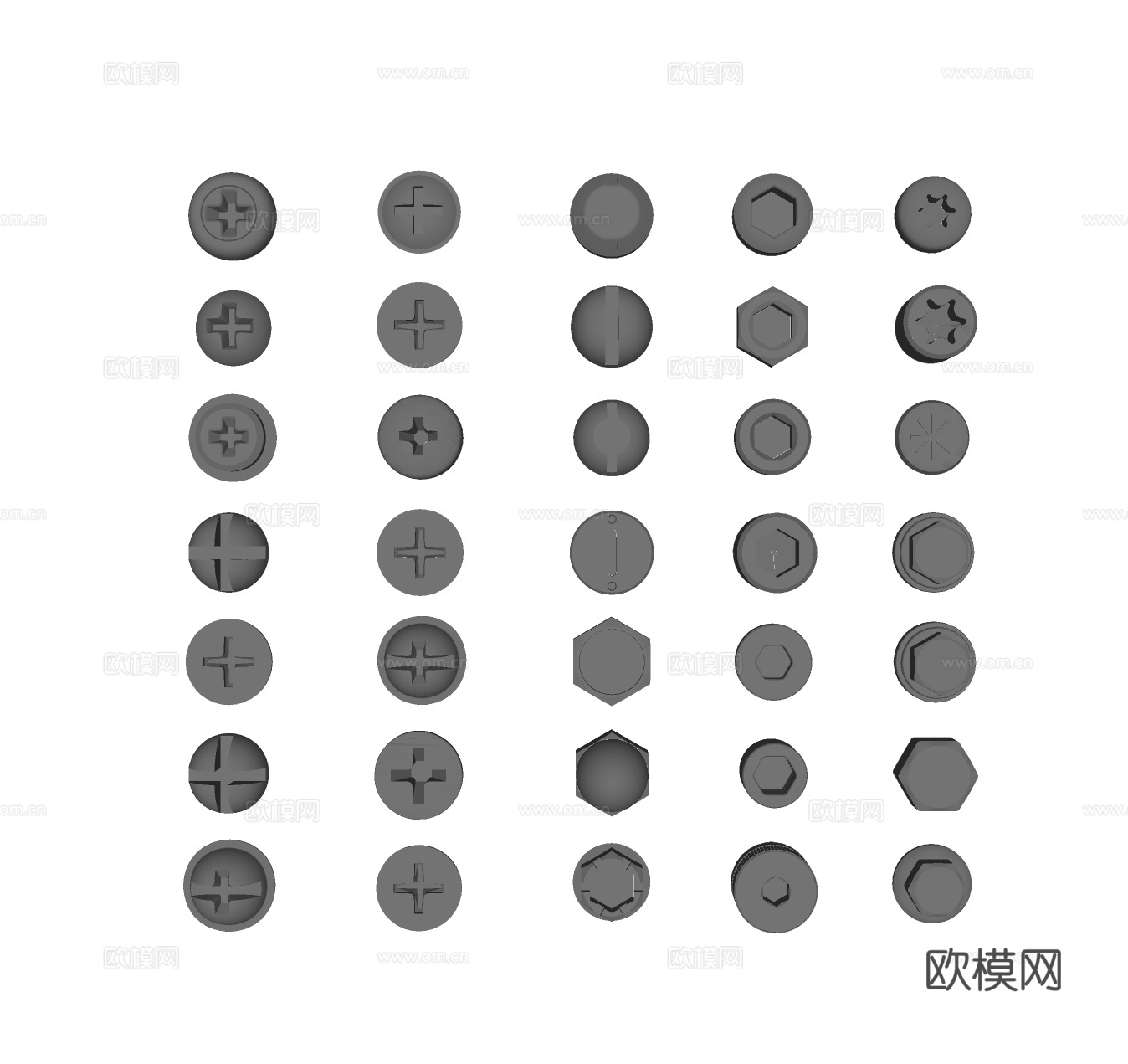 五金 螺丝螺栓 螺母螺钉 十字梅花螺丝 工业零件 自攻丝su模型