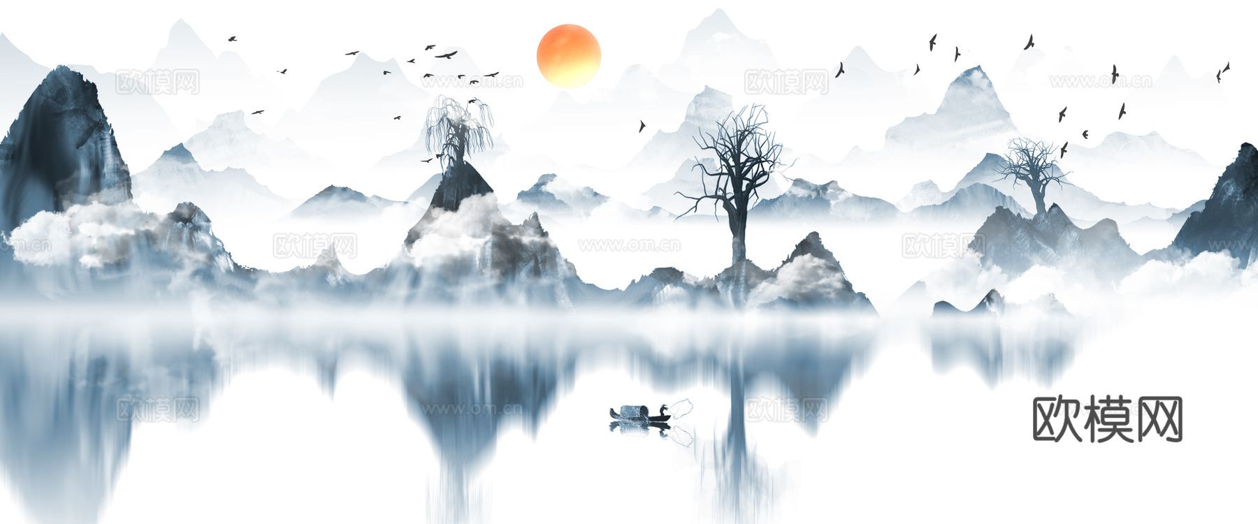 新中式水墨山水画