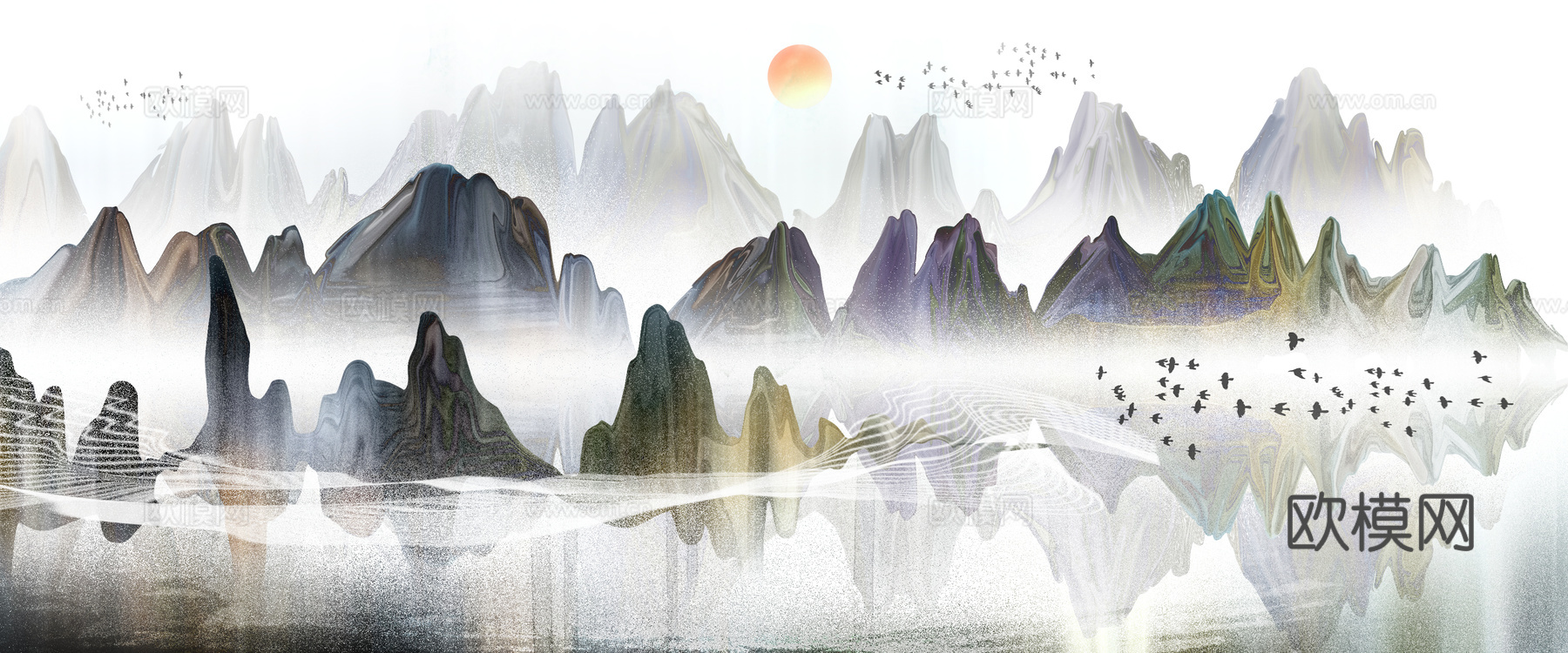 新中式水墨山水画
