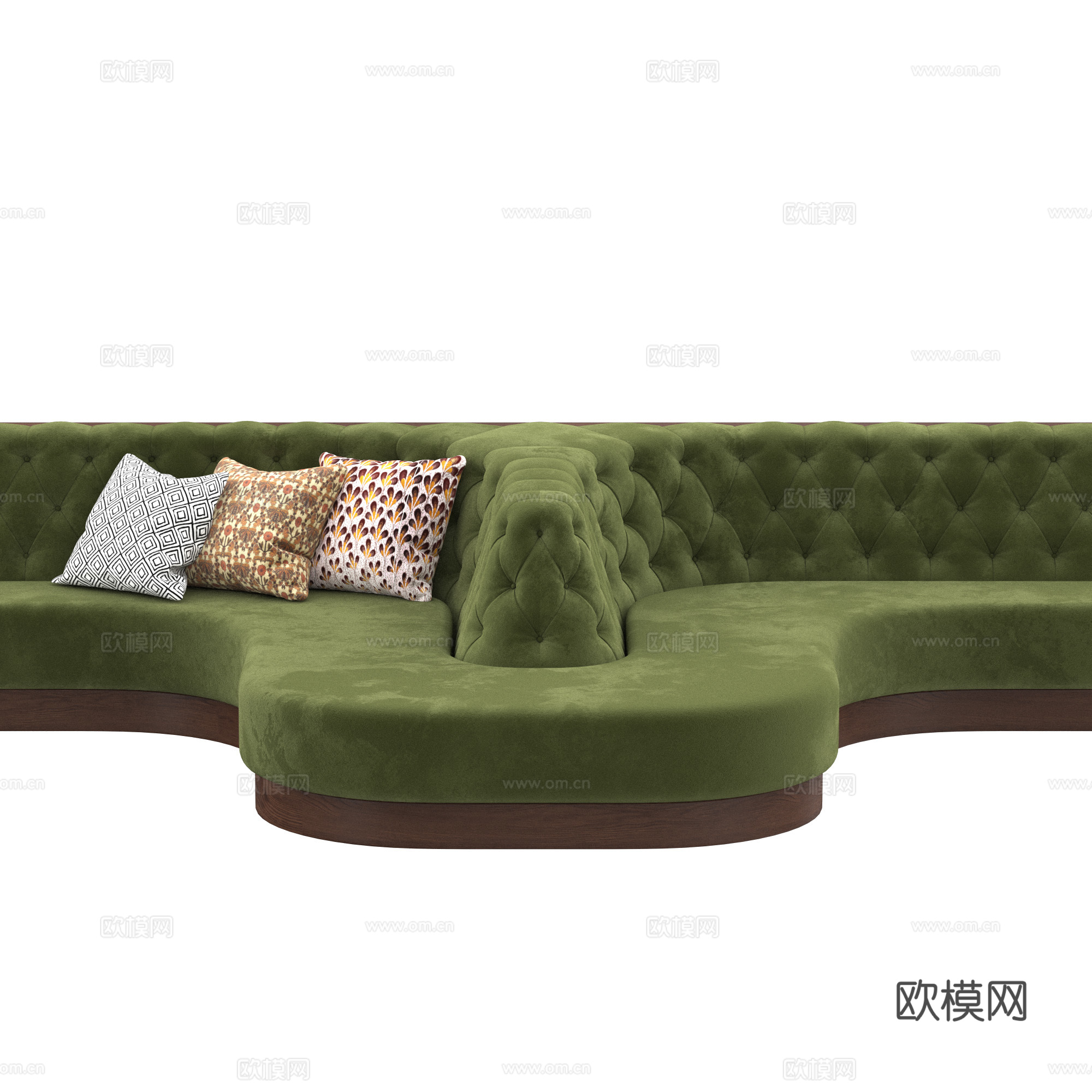 新中式轻奢布艺卡座沙发3d模型