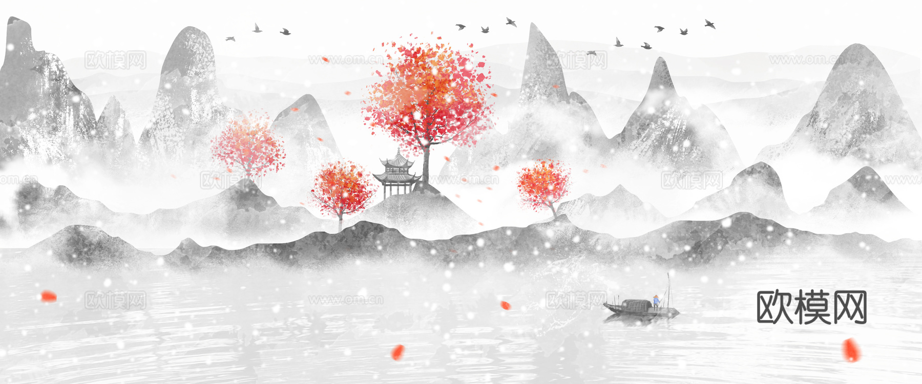 新中式水墨山水画