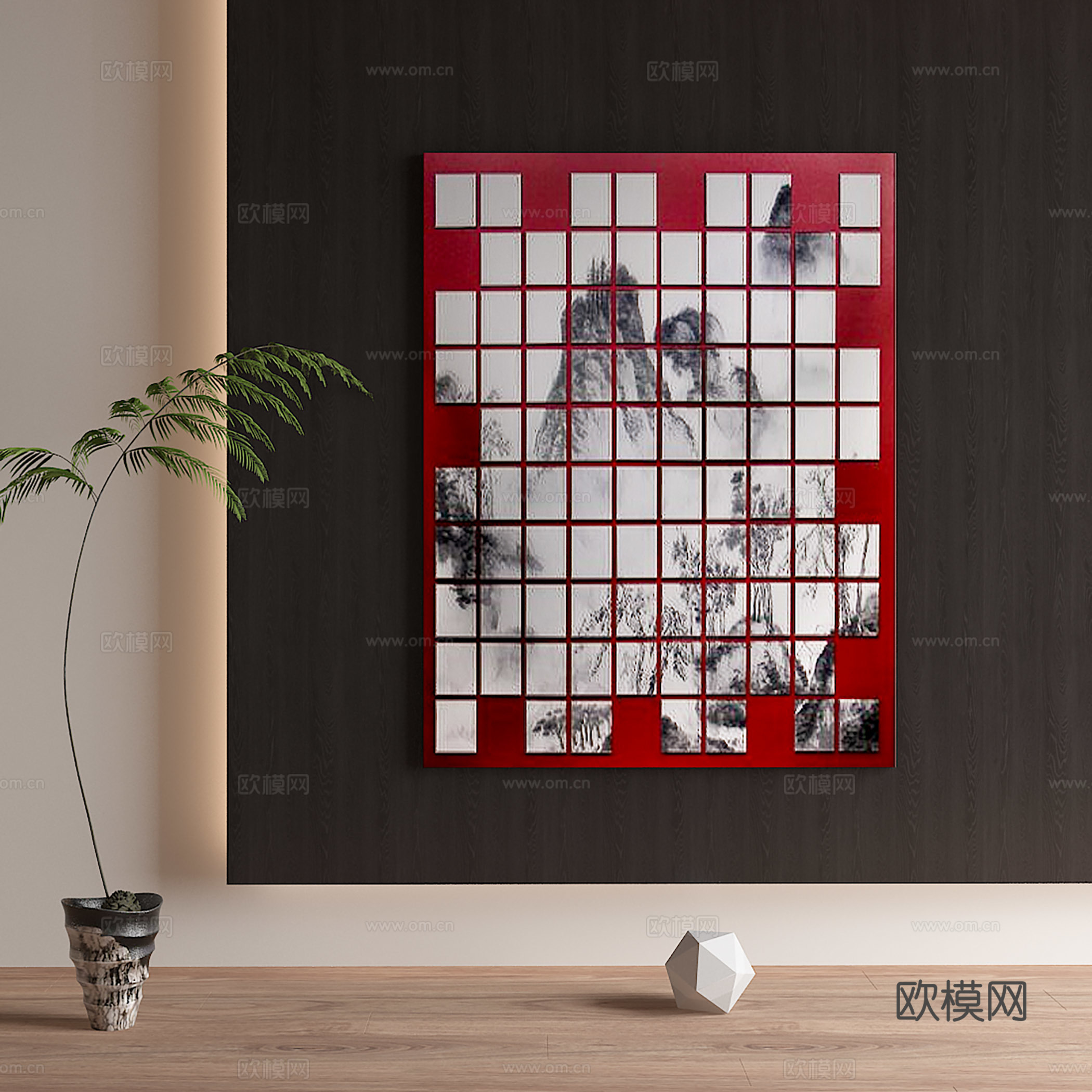 新中式装饰画3d模型