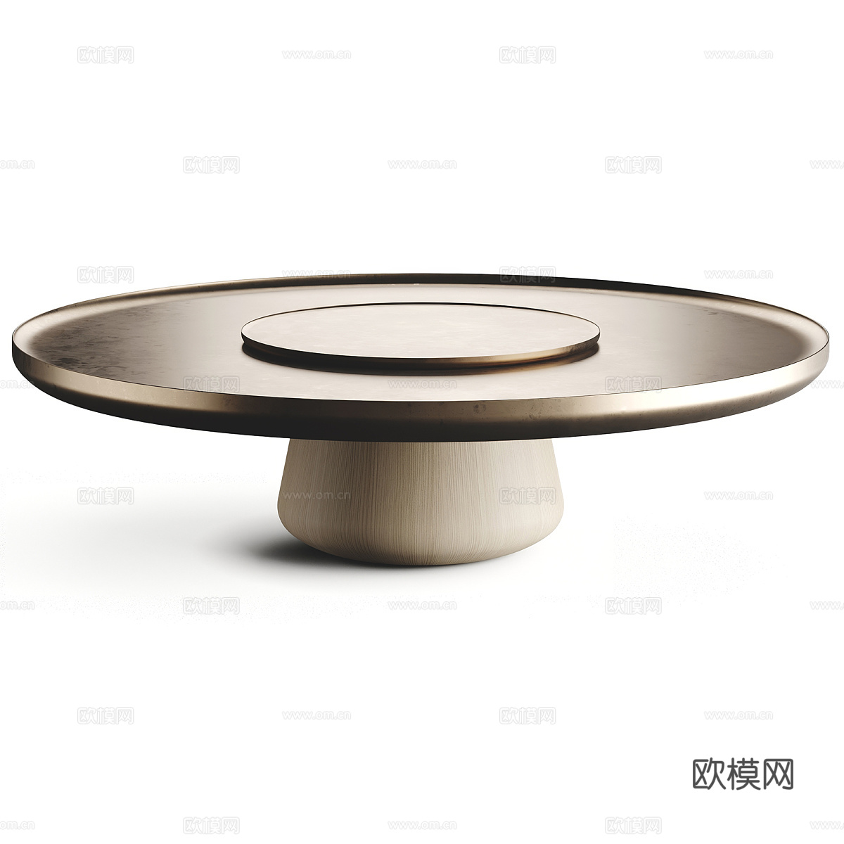 新中式轻奢圆形金属茶几3d模型