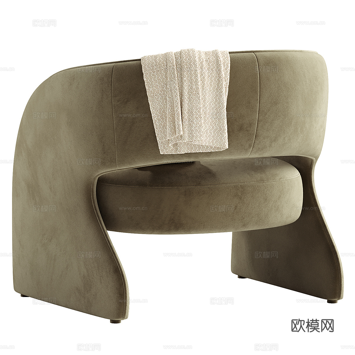 现代奶油风 Roz 休闲椅3d模型