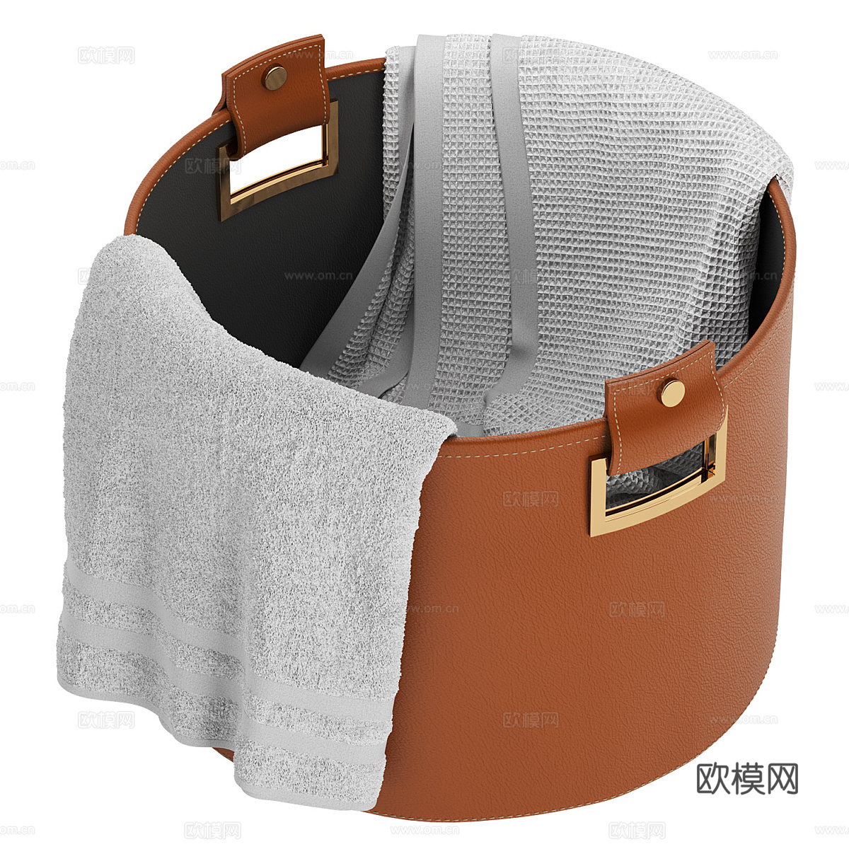 现代轻奢 Catullo 皮革洗衣篮3d模型