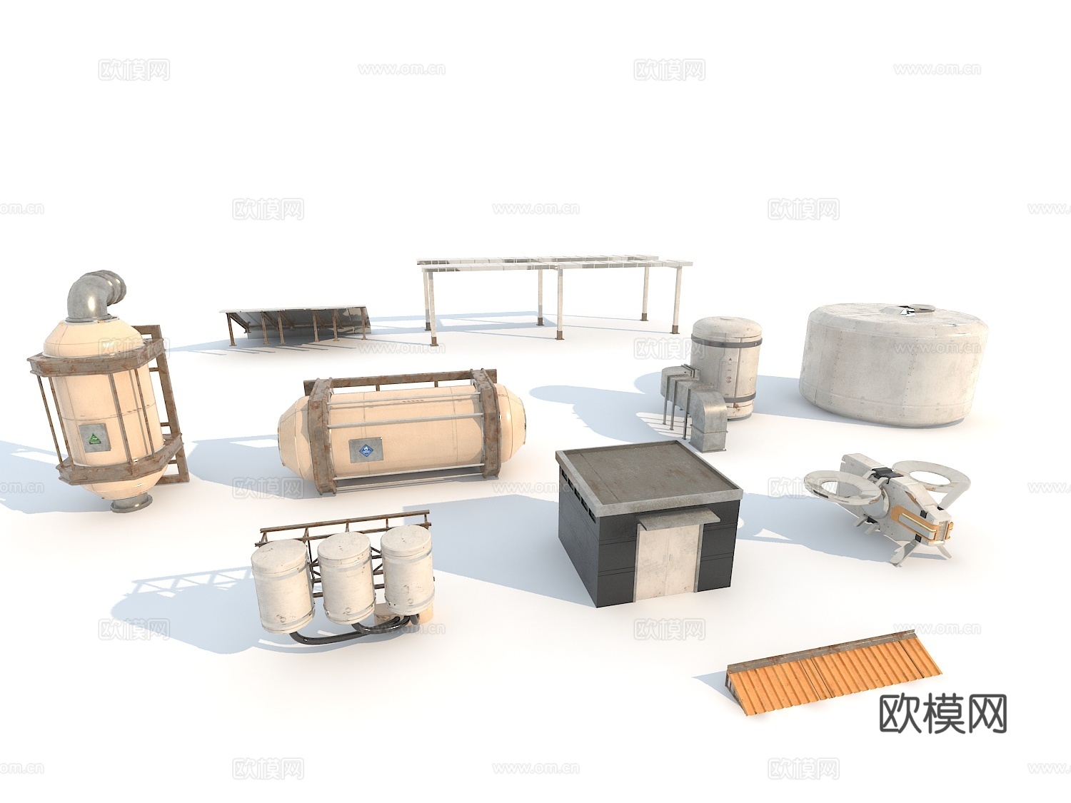 建筑屋顶设施  建筑屋顶器材3d模型