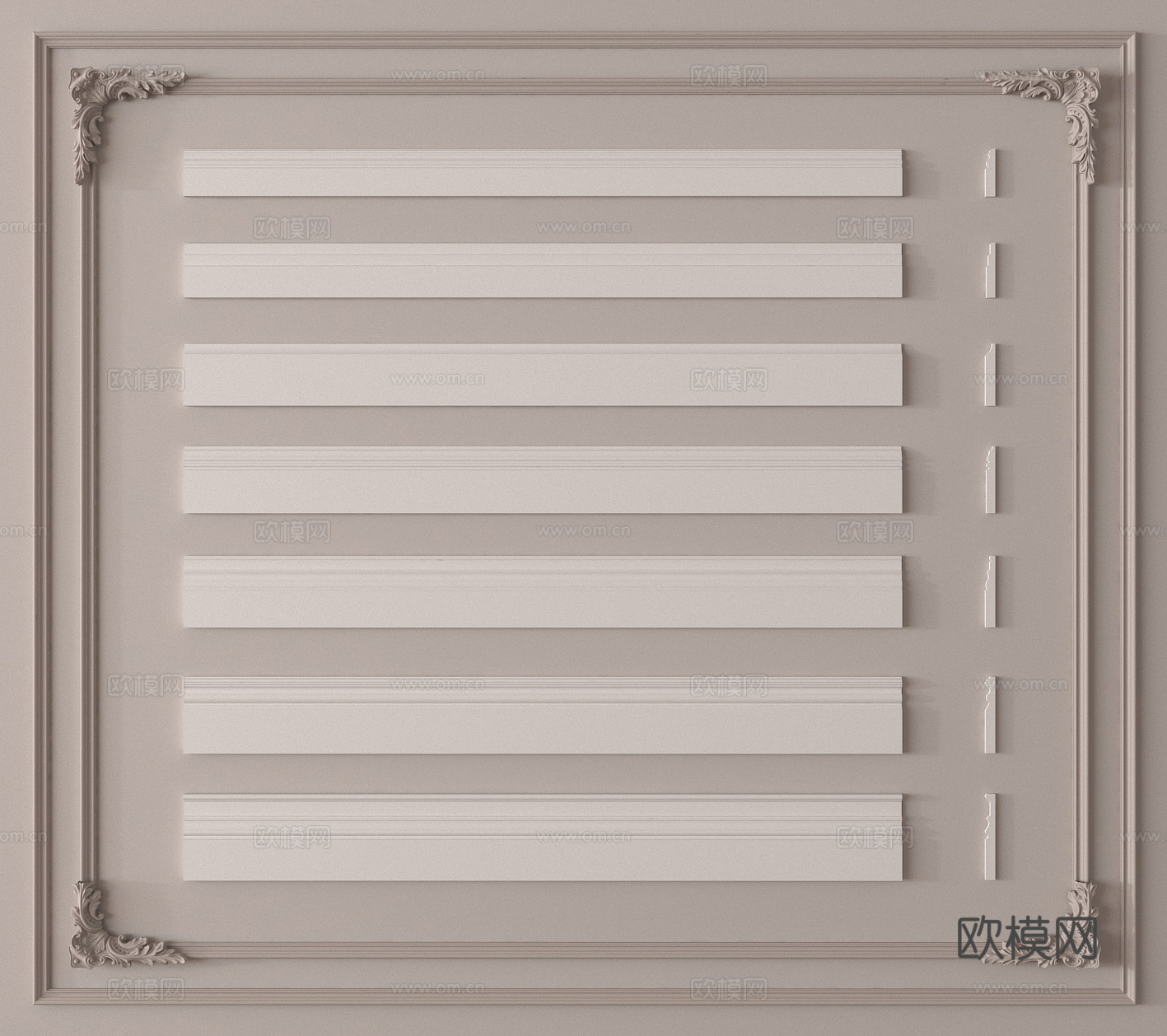 踢脚线 腰线 线条su模型