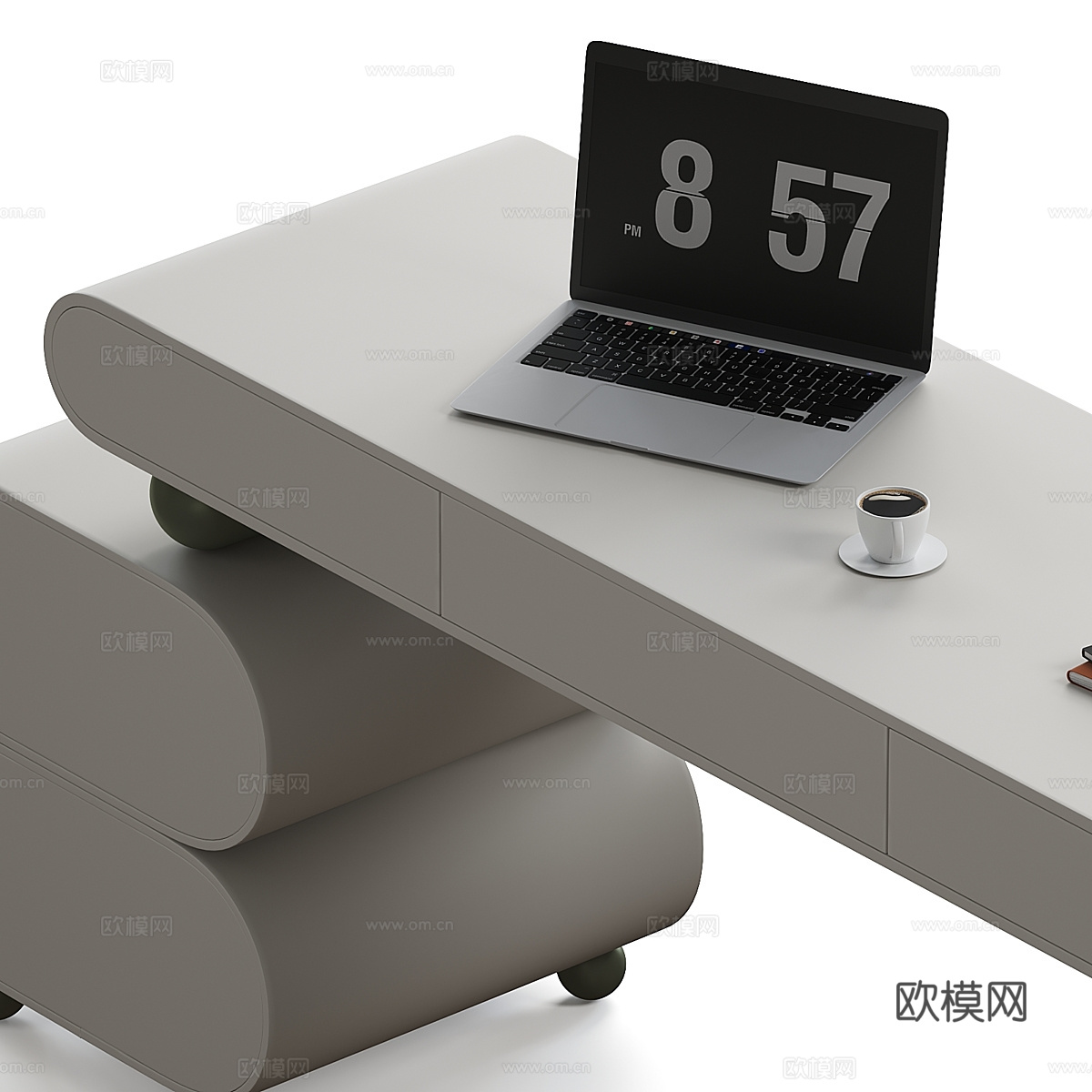 现代意式极简书桌椅3d模型