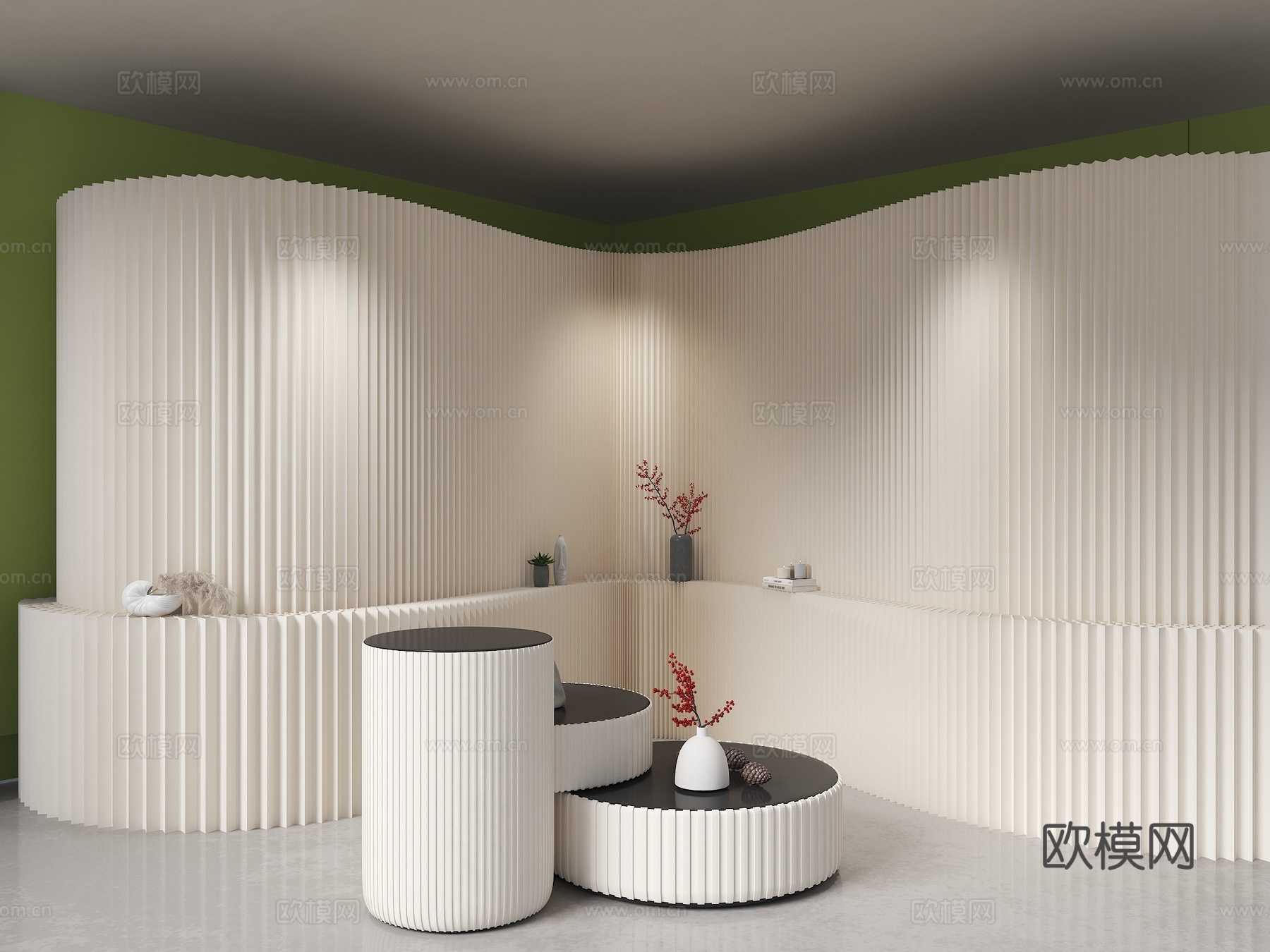 造型多变屏风 拉伸置物架 客厅玄关屏风 软屏风 移动隔断 推3d模型