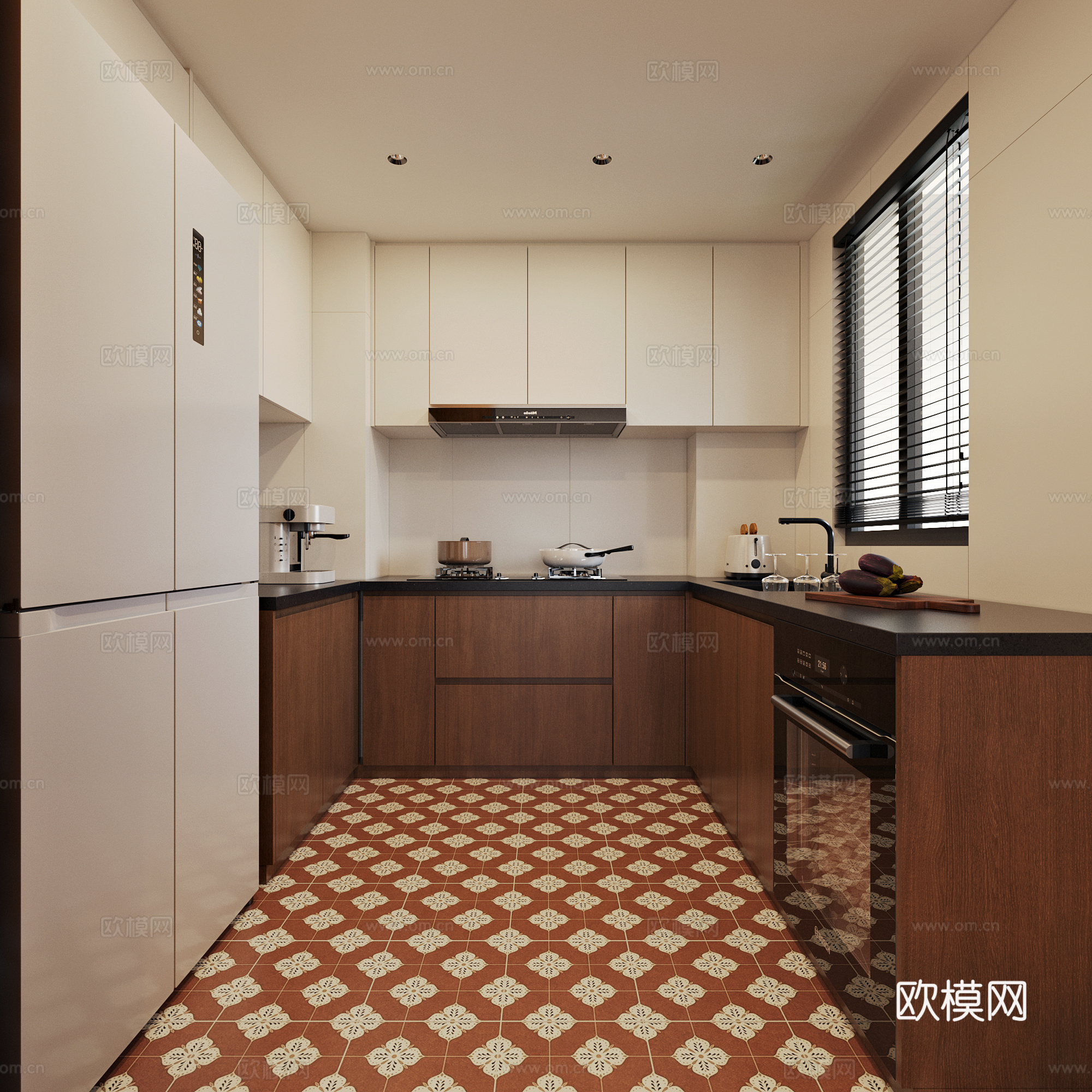 美式厨房3d模型