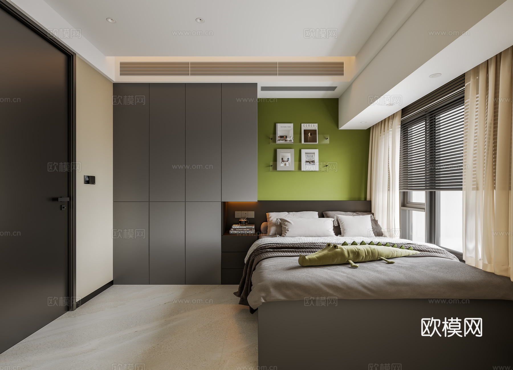 奶油风卧室3d模型