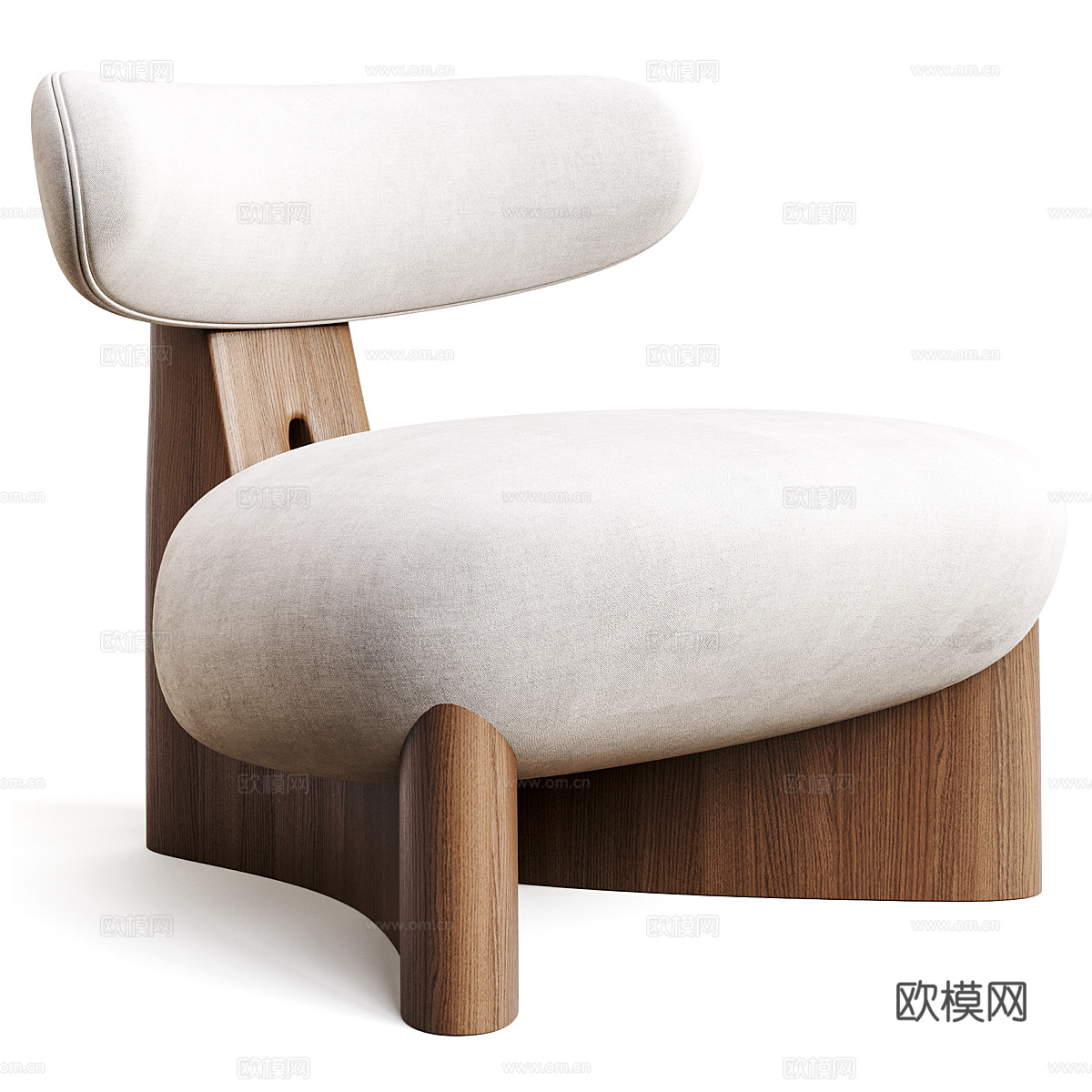 新中式侘寂 ENNE GOBI 布艺扶手椅3d模型