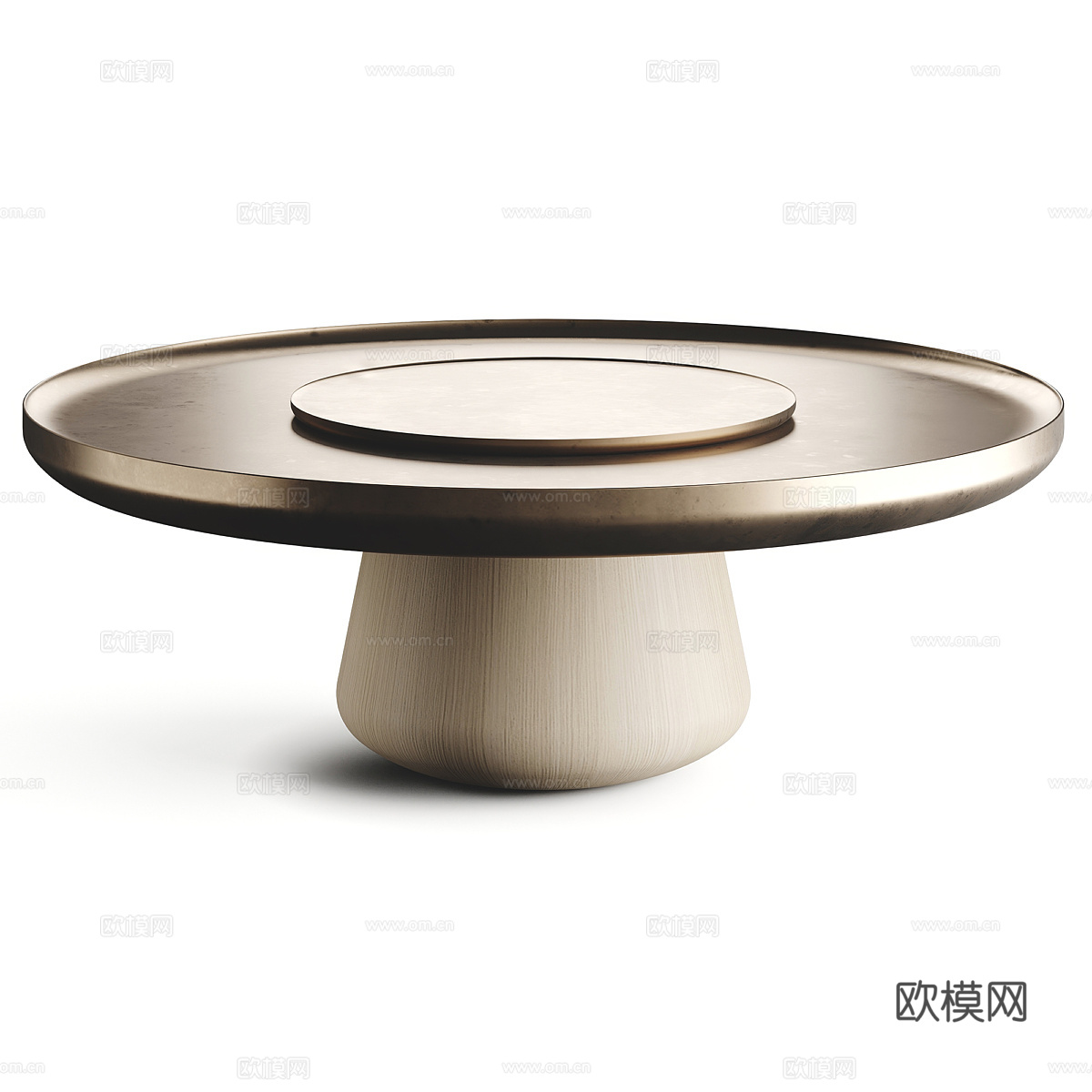 新中式轻奢圆形金属茶几3d模型