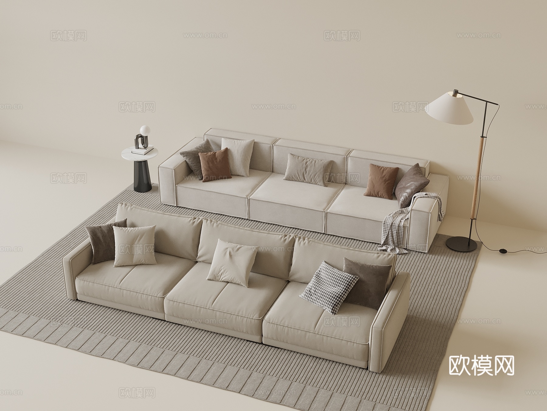 现代三人沙发3d模型